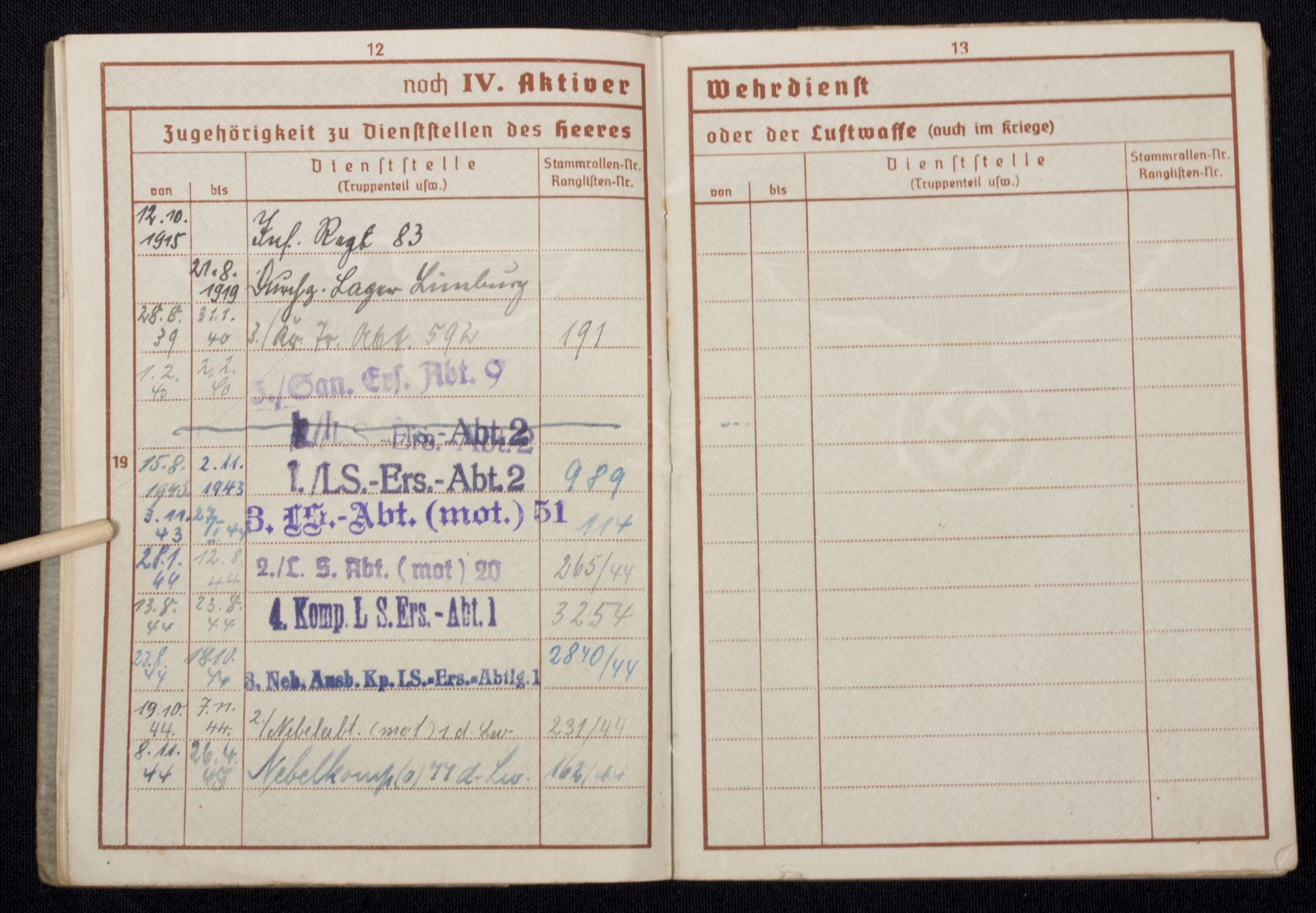 Luftwaffe (LW) Soldbuch + Wehrpass 1./L S.-Ers.-Abt.2 - Image 38