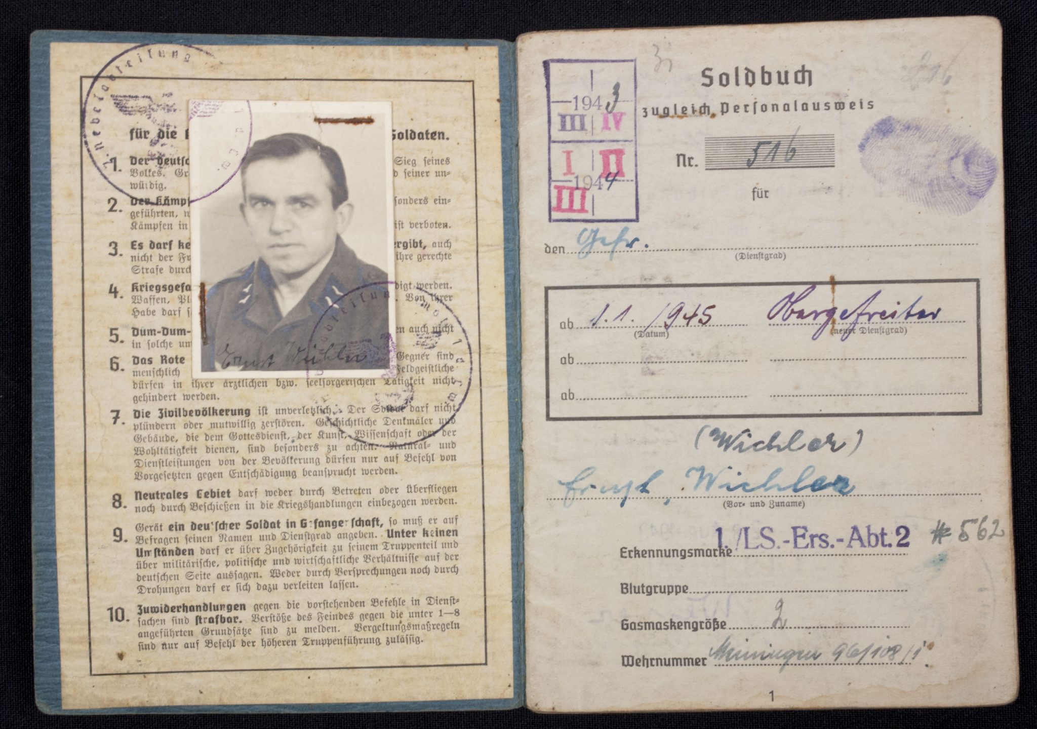 Luftwaffe (LW) Soldbuch + Wehrpass 1./L S.-Ers.-Abt.2 - Image 3