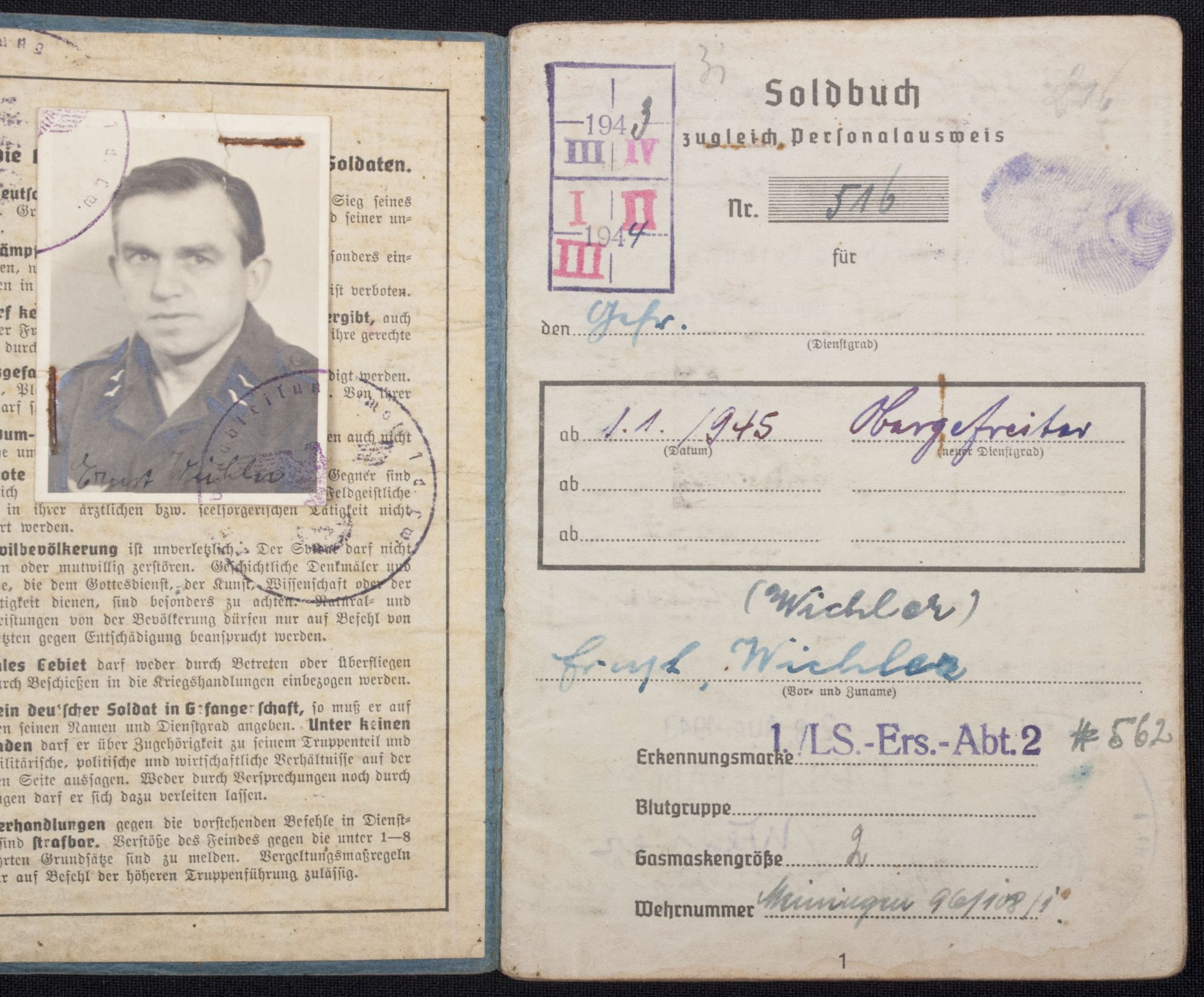 Luftwaffe (LW) Soldbuch + Wehrpass 1./L S.-Ers.-Abt.2 - Image 5