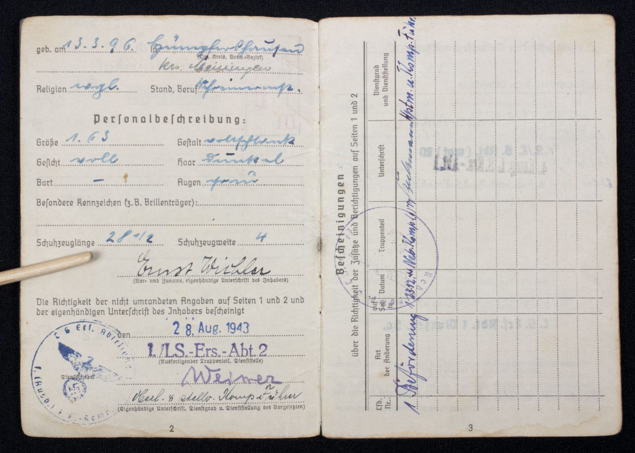 Luftwaffe (LW) Soldbuch + Wehrpass 1./L S.-Ers.-Abt.2 - Image 6