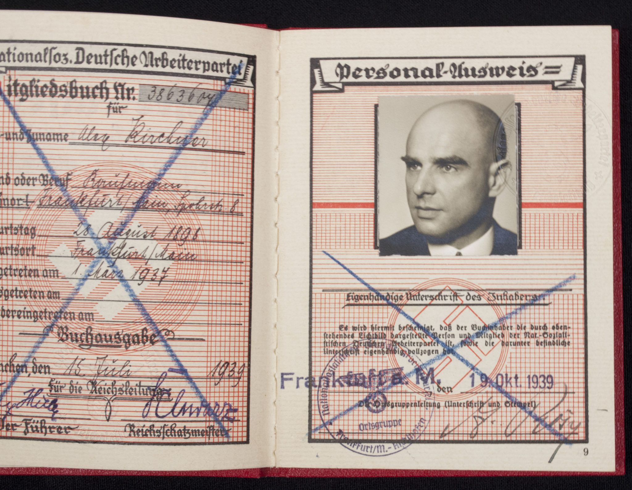 NSDAP Mitgliedsbuch + Deutsche Arbeitsfront Ersatz-Ausweiskarte - Image 12