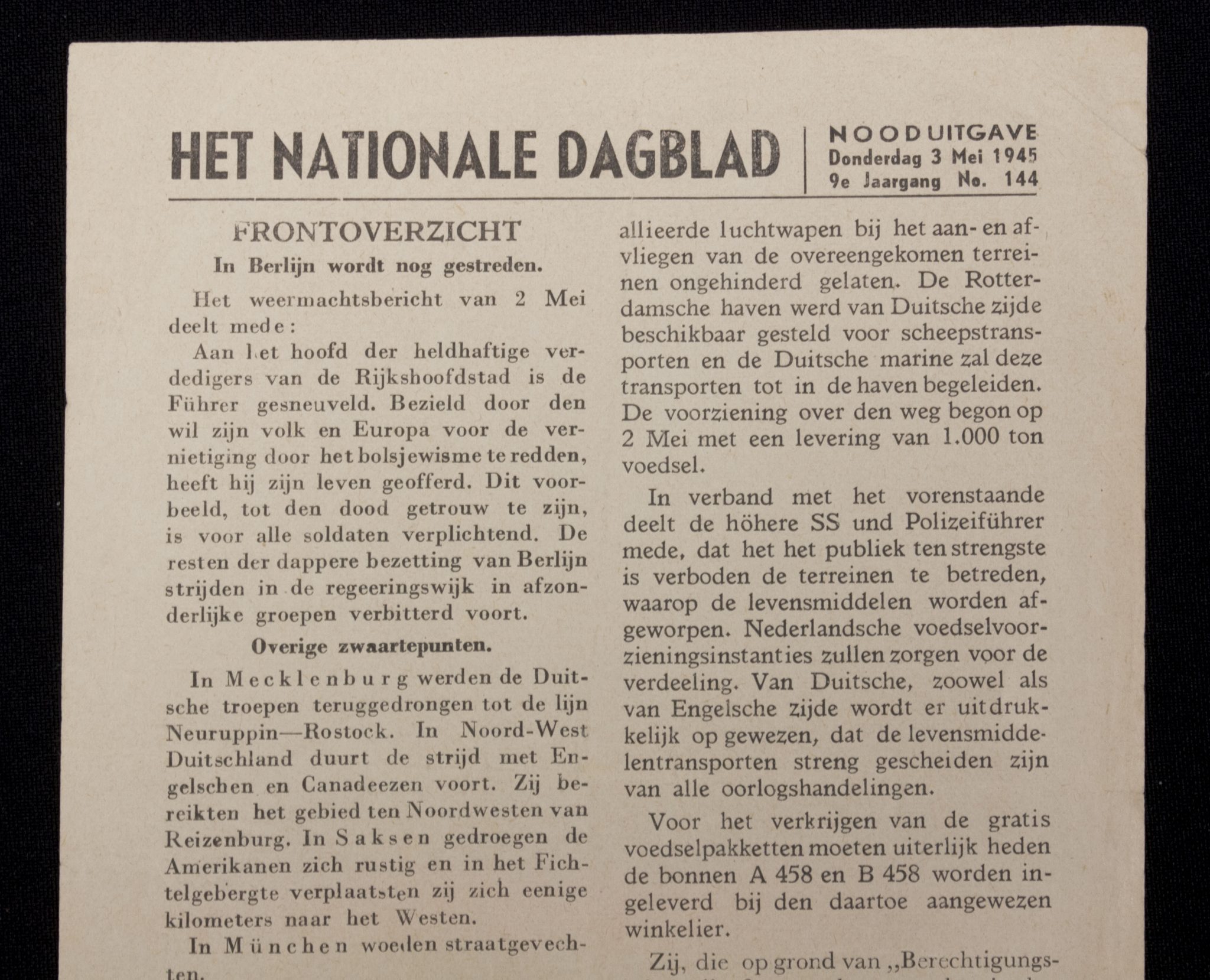 (Newspaper) Het Nationale Dagblad NOODUITGAVE 3 Mei 1945 (2) (Newspaper) Het Nationale Dagblad NOODUITGAVE 3 Mei 1945