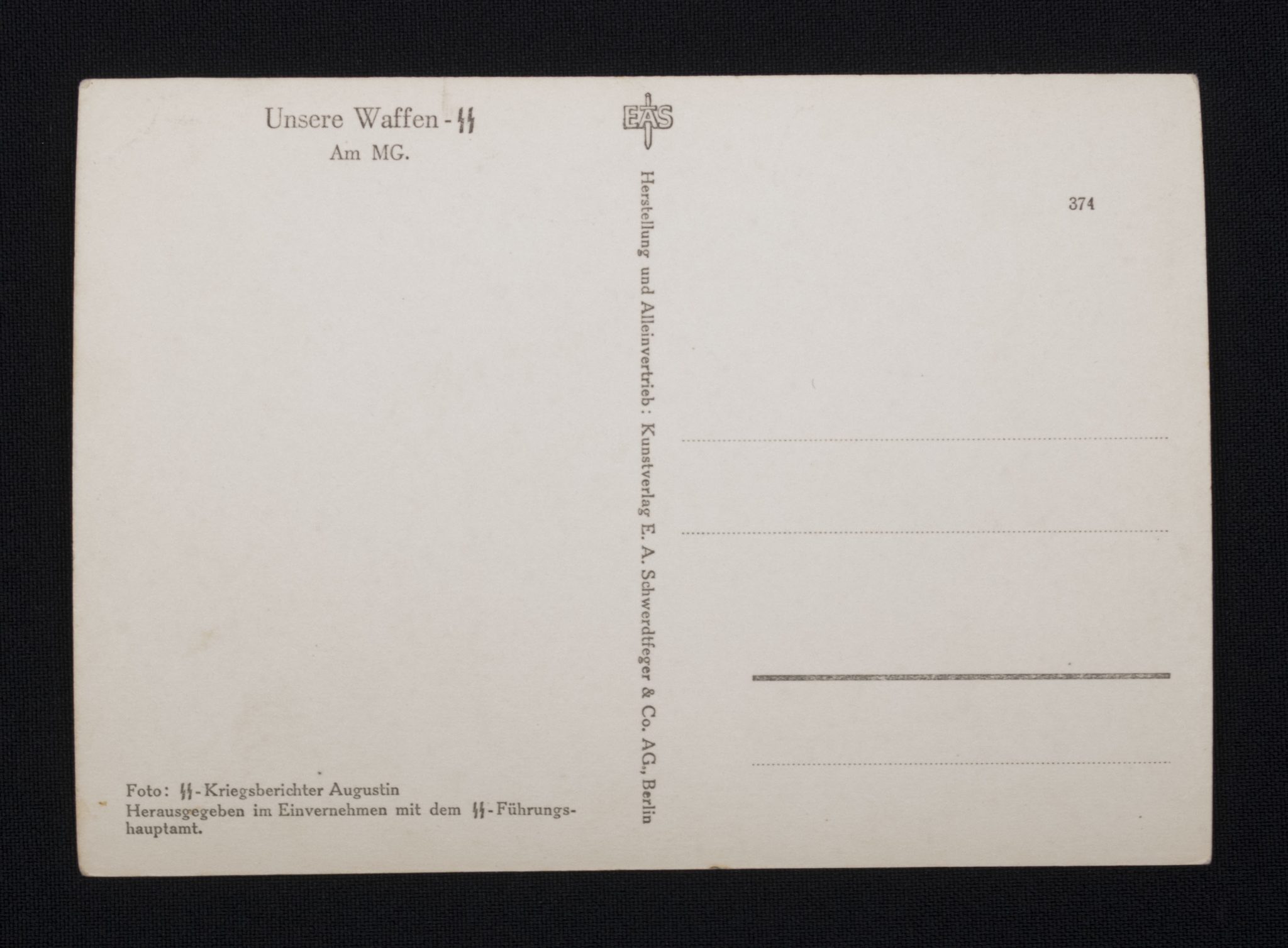 (Postcard) – Unsere Waffen-SS Am MG. (4) (Postcard) - Unsere Waffen-SS Am MG.