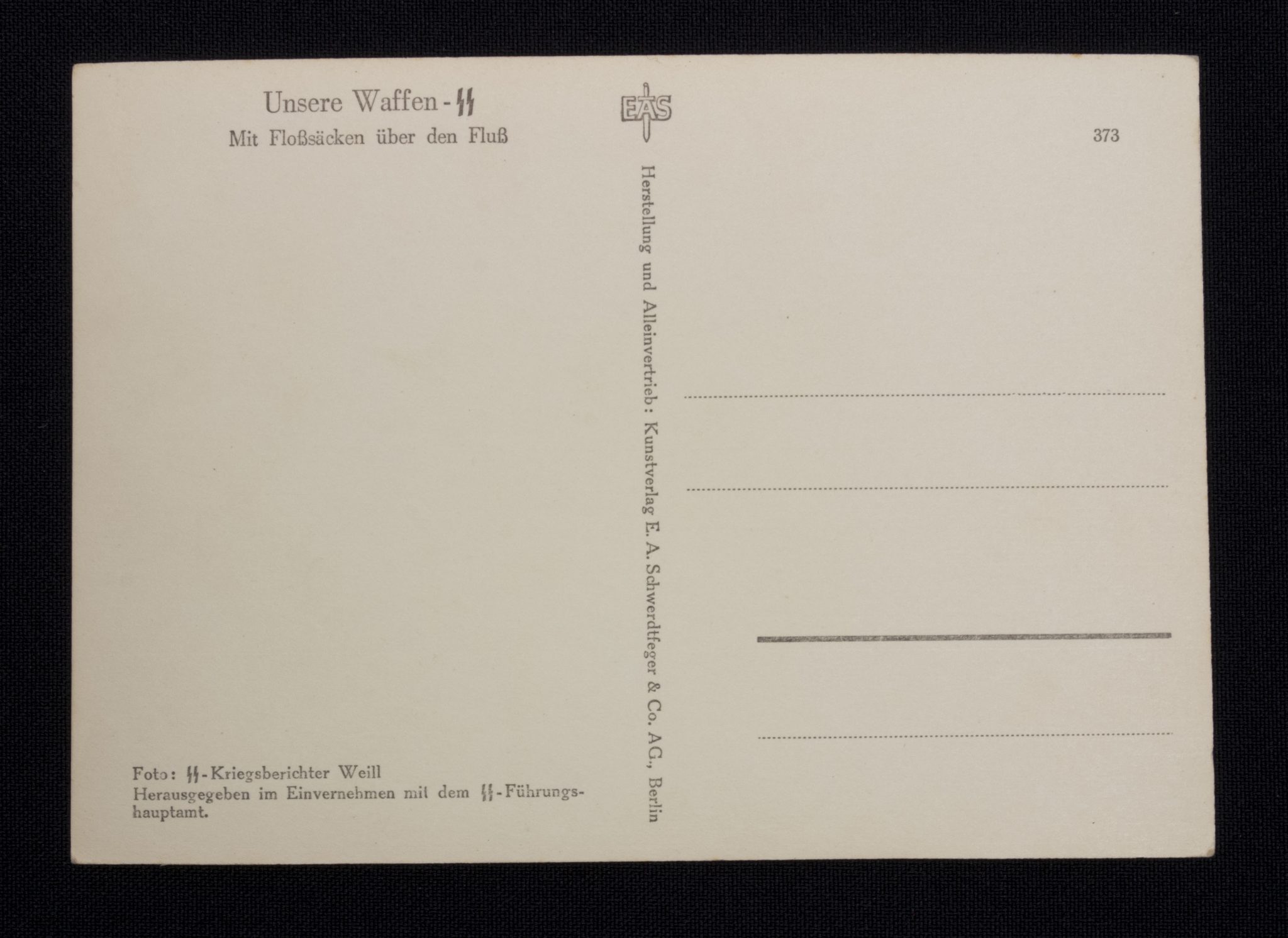 (Postcard) – Unsere Waffen-SS Mit Flosssäcken über den Fluss (3) (Postcard) - Unsere Waffen-SS Mit Flosssäcken über den Fluss