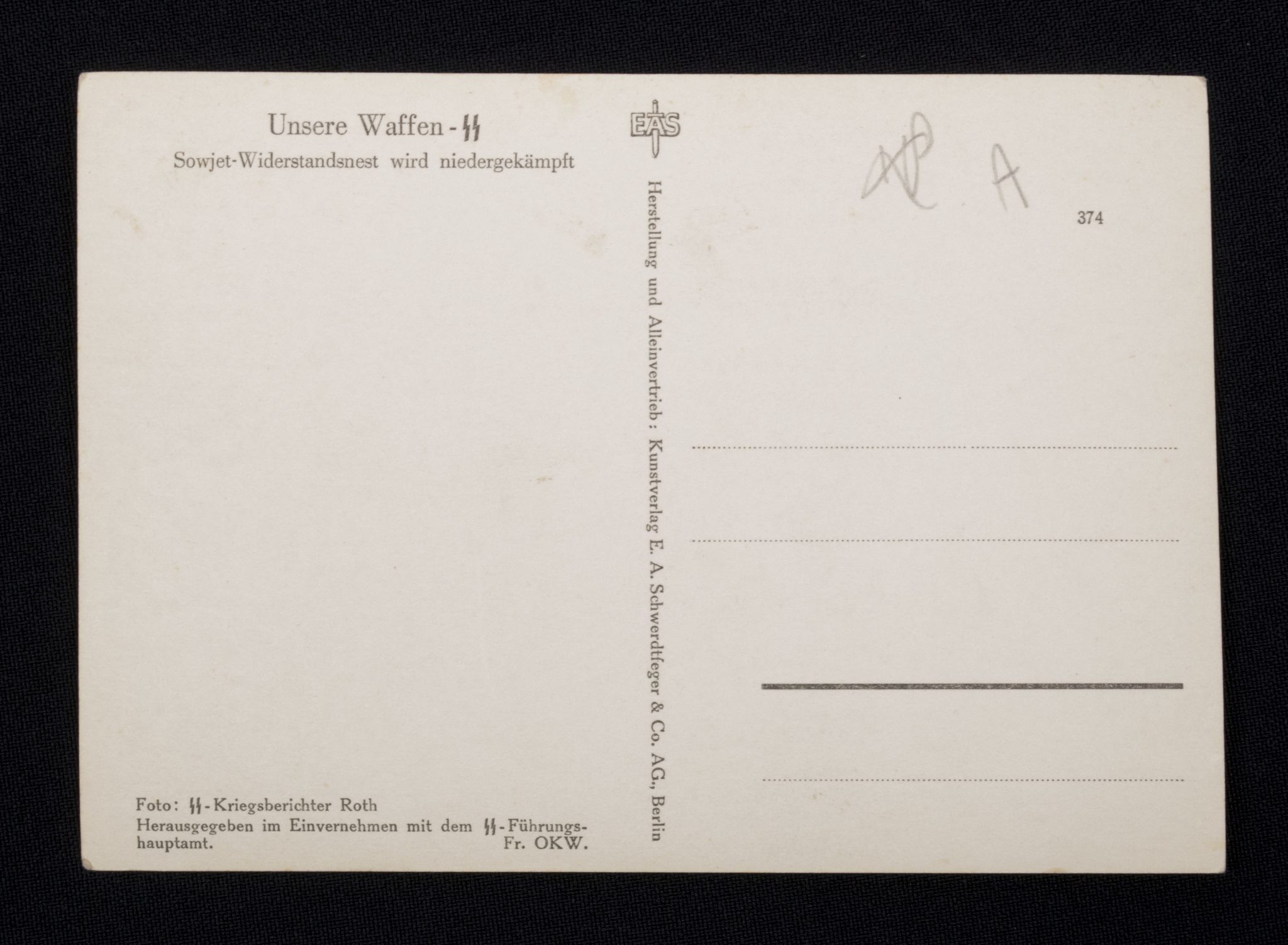 (Postcard) – Unsere Waffen-SS Sowjet-Widerstandsnest wird Niederkämpft (3) (Postcard) - Unsere Waffen-SS Sowjet-Widerstandsnest wird Niederkämpft