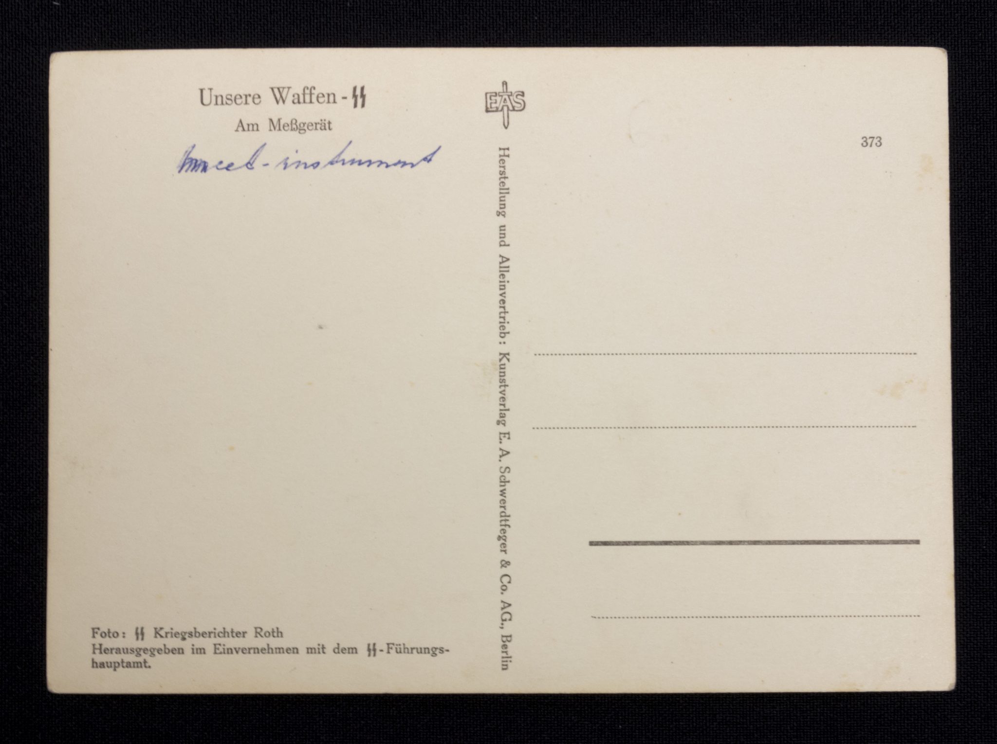 (Postcard) Waffen-SS Am Messgerät (2) (Postcard) Waffen-SS Am Messgerät