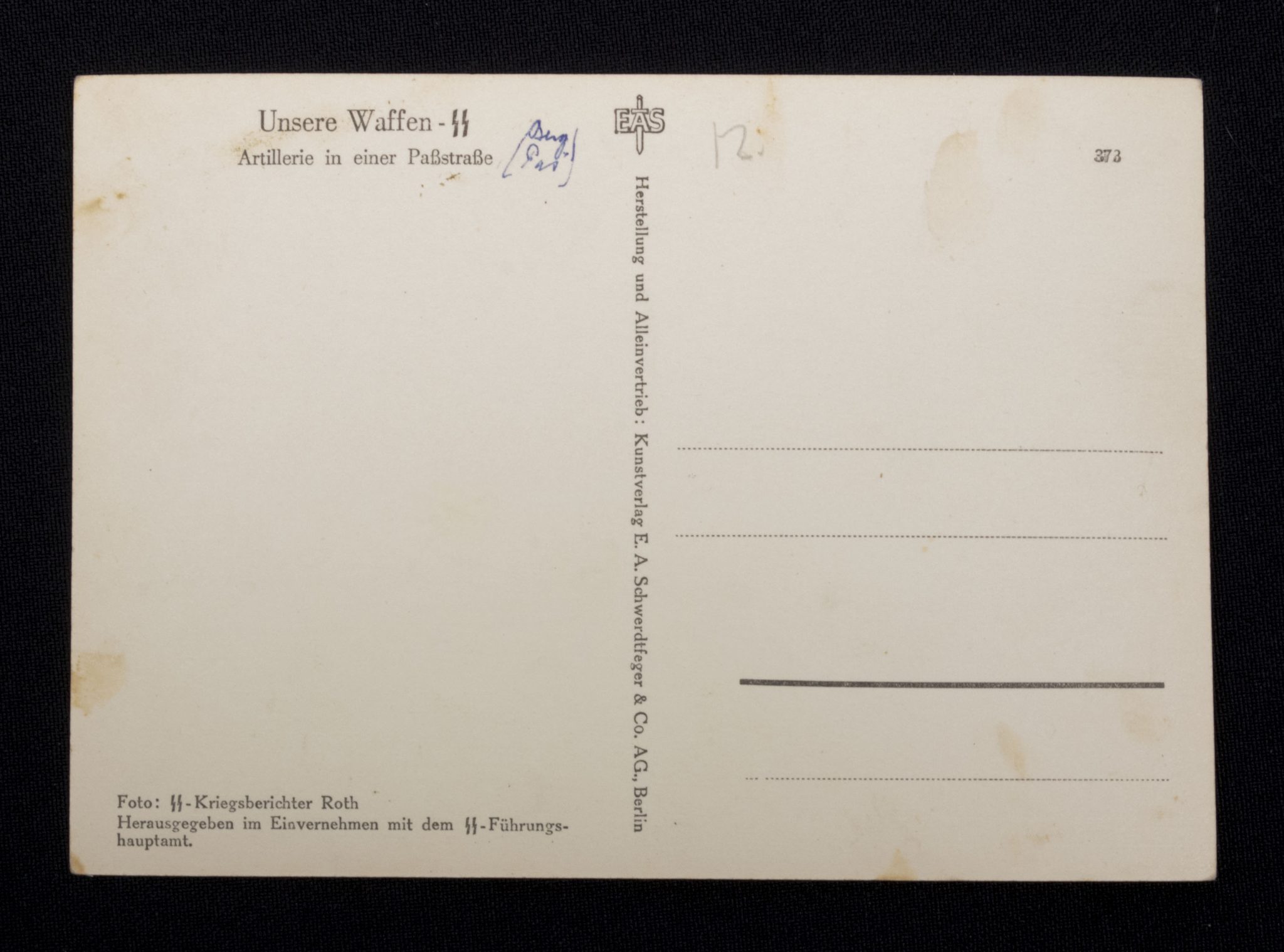 (Postcard) Waffen-SS Artillerie in einer Passstrasse (1)