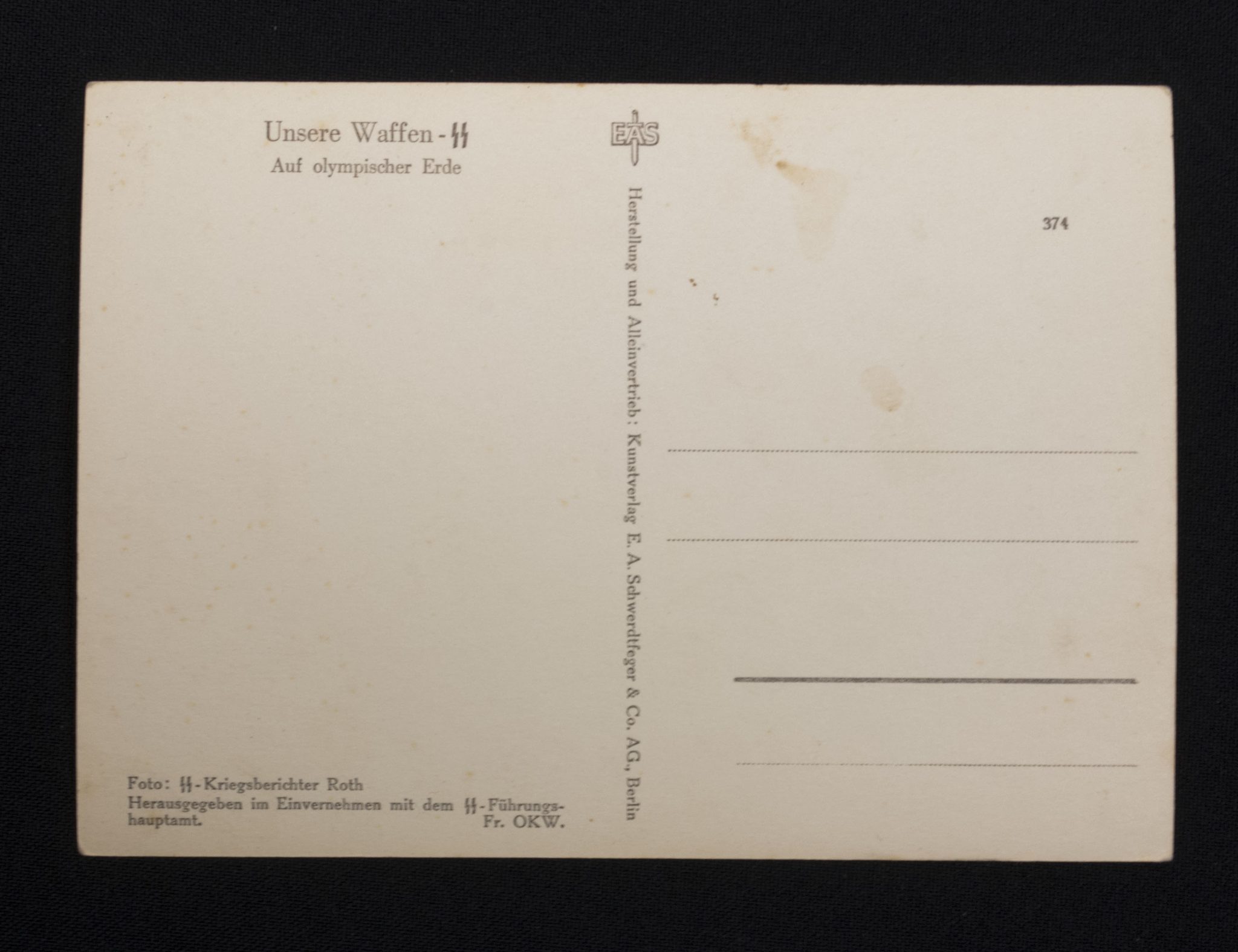 (Postcard) Waffen-SS Auf olympischer Erde (2) (Postcard) Waffen-SS Auf olympischer Erde