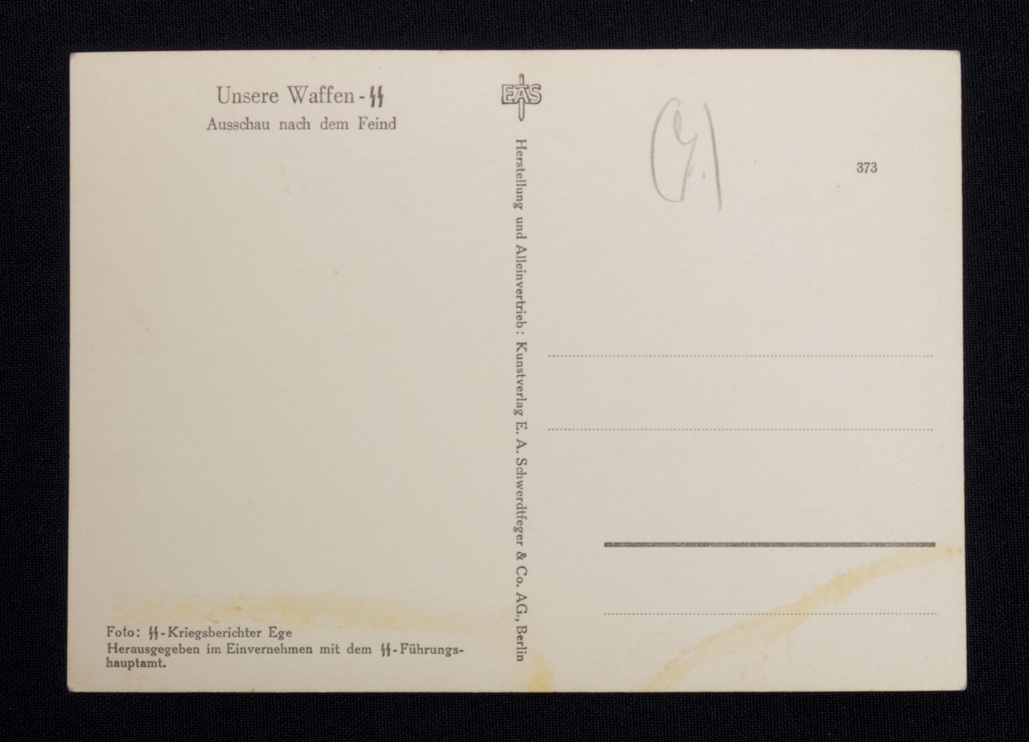 (Postcard) Waffen-SS Ausschau nach dem Feind (2) (Postcard) Waffen-SS Ausschau nach dem Feind