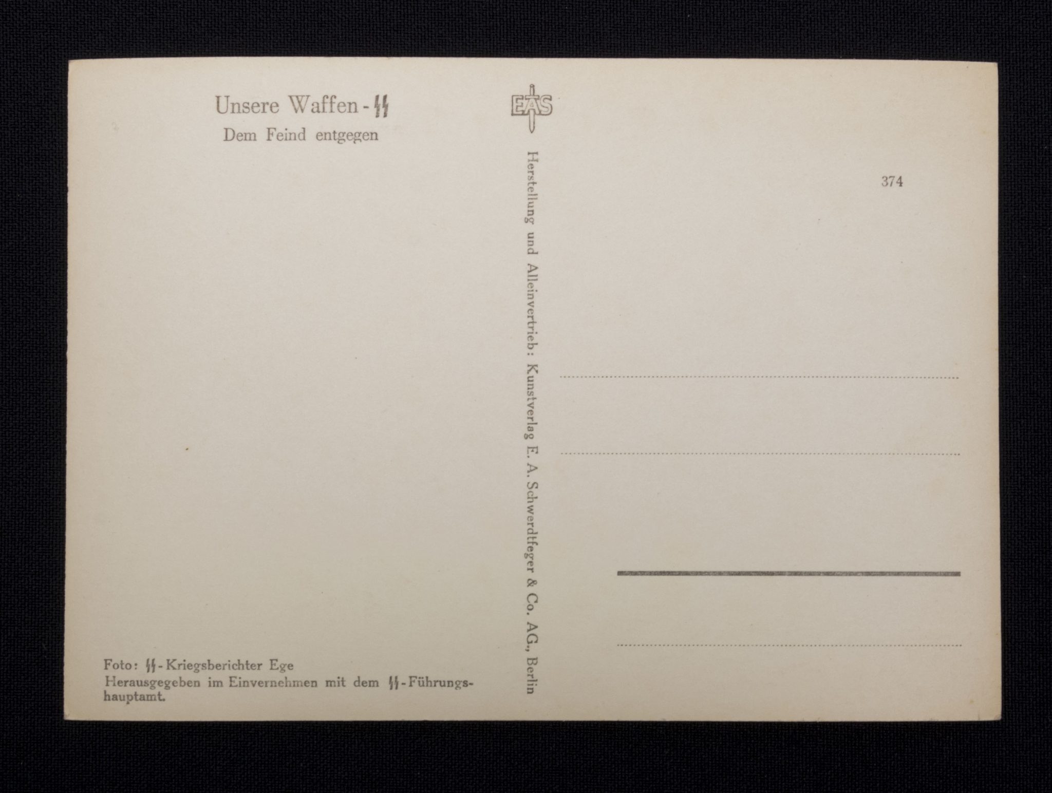 (Postcard) Waffen-SS Dem Feind entgegen (3)