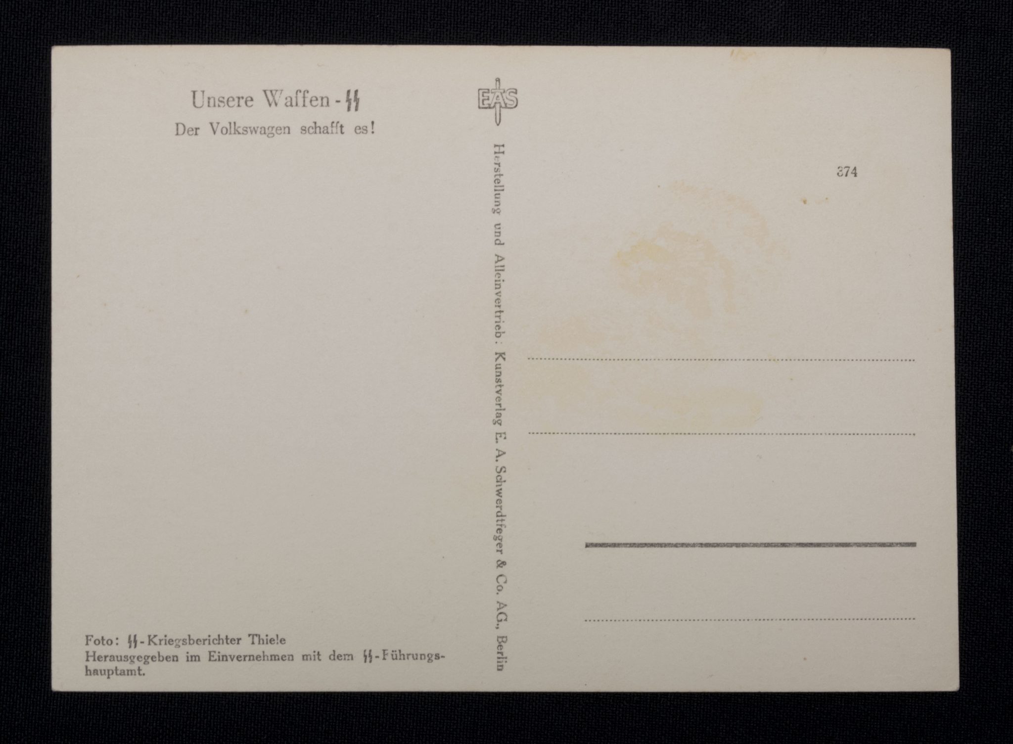(Postcard) Waffen-SS Der Volkswagen schafft es! (2) (Postcard) Waffen-SS Der Volkswagen schafft es!