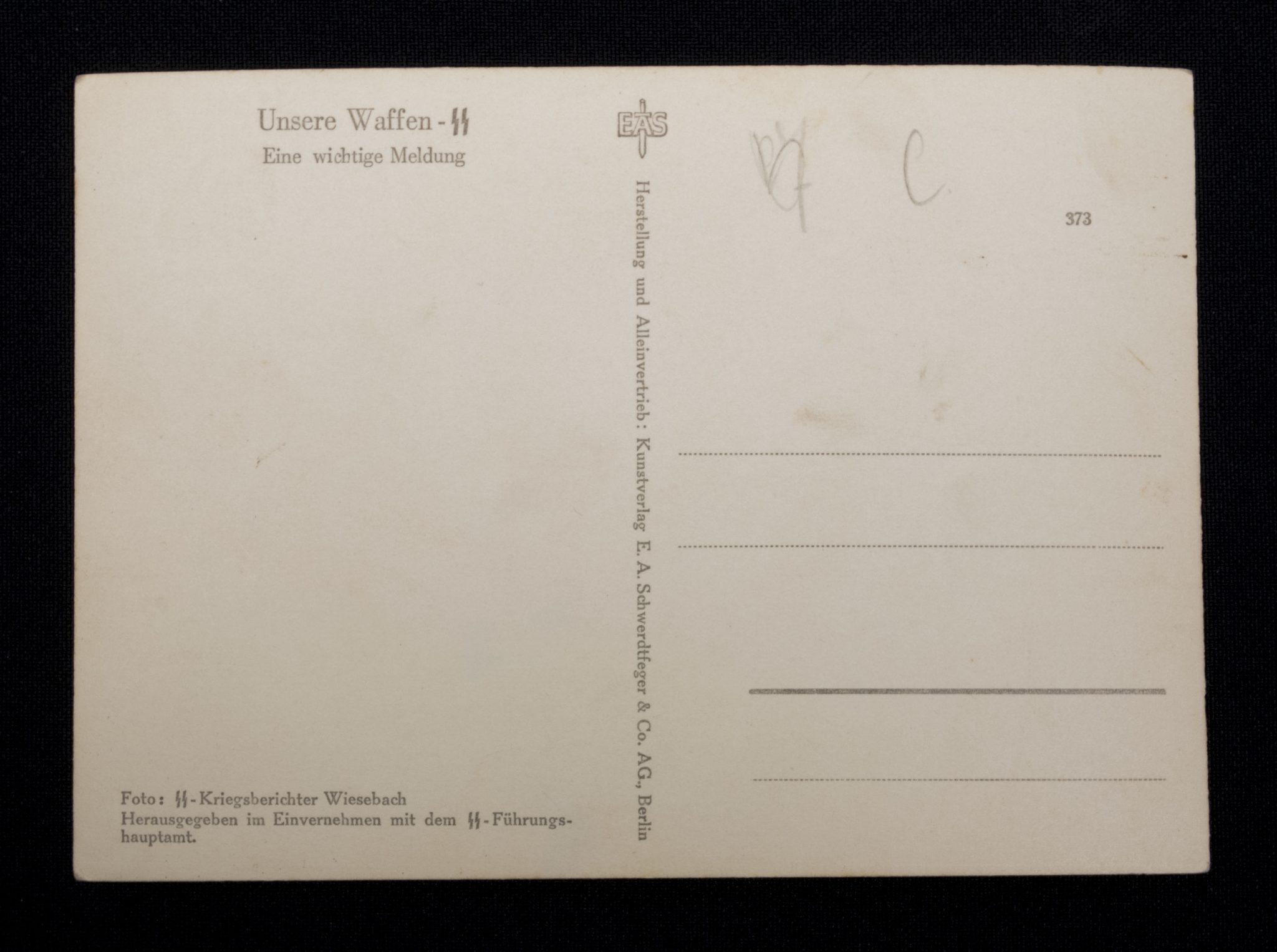 (Postcard) Waffen-SS Eine wichtige Meldung (3) (Postcard) Waffen-SS Eine wichtige Meldung