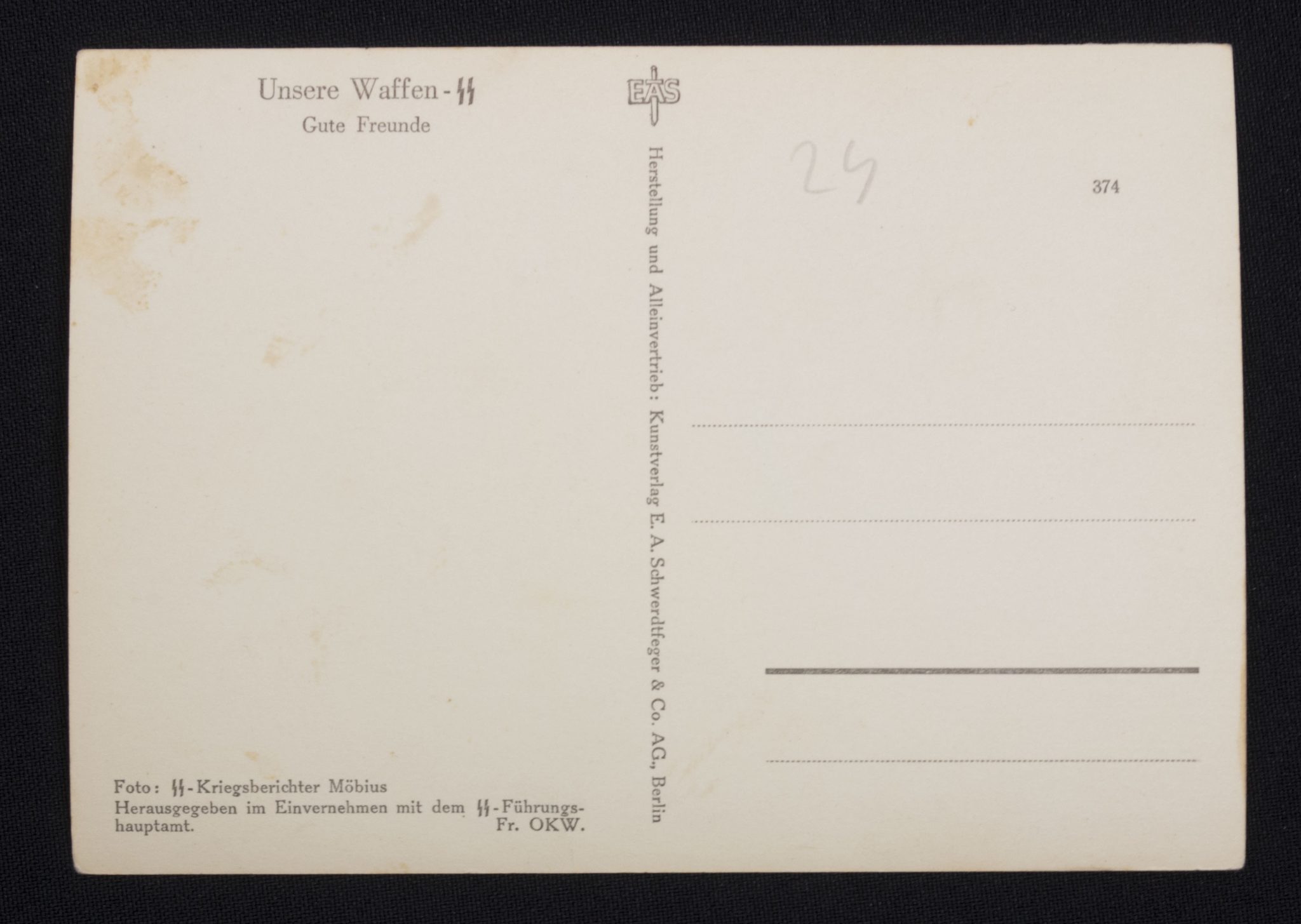 (Postcard) Waffen-SS Gute Freunde (2) (Postcard) Waffen-SS Gute Freunde