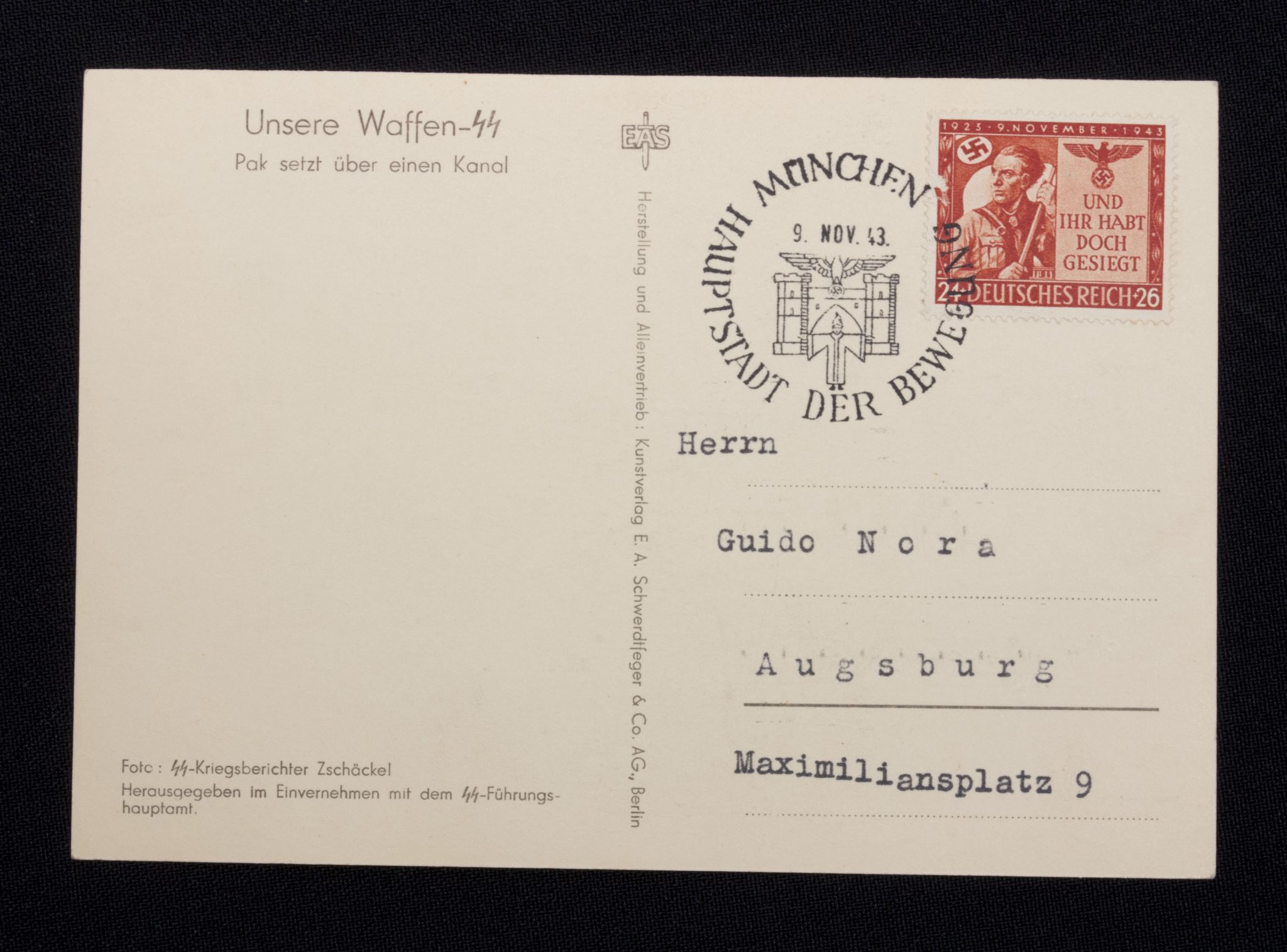 (Postcard) Waffen-SS Pak setzt über einen Kanal (3)