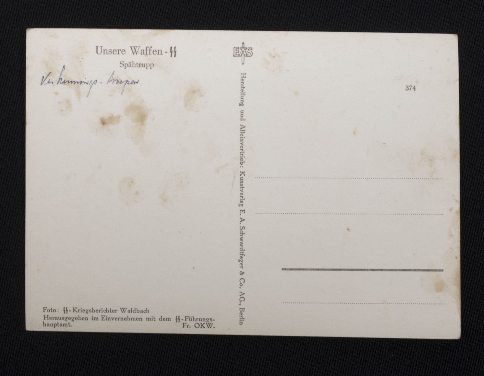 (Postcard) Waffen-SS Spähtrupp (4) (Postcard) Waffen-SS Spähtrupp