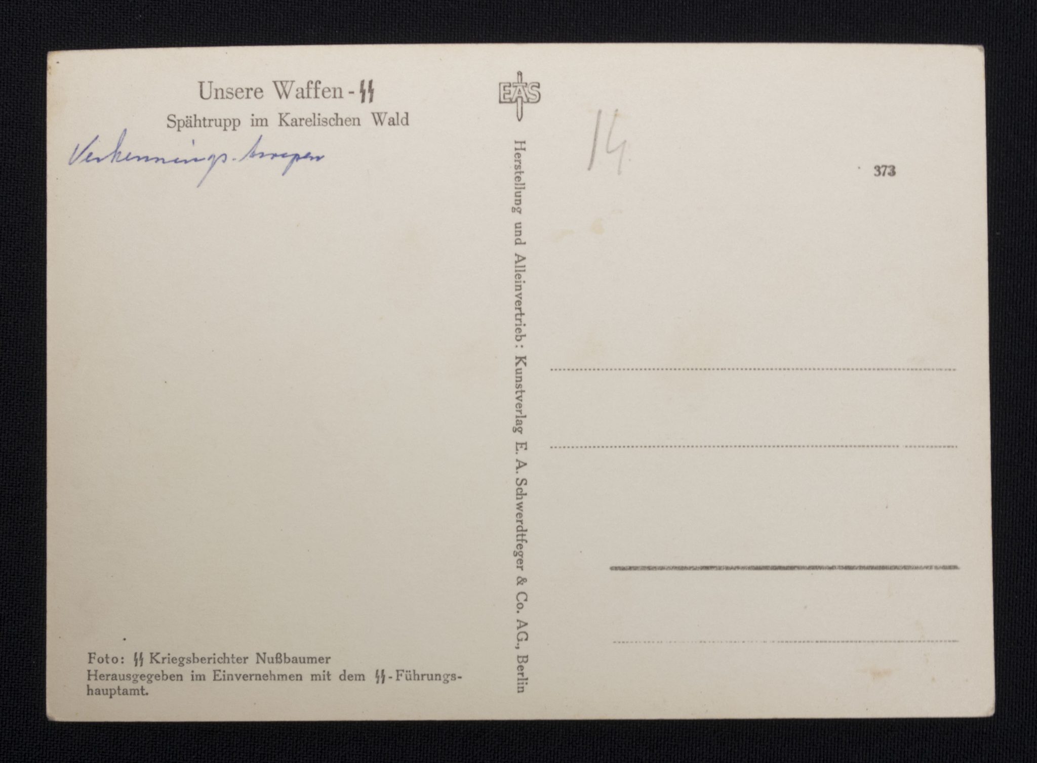 (Postcard) Waffen-SS Spähtrupp im Karelischen Wald (3) (Postcard) Waffen-SS Spähtrupp im Karelischen Wald