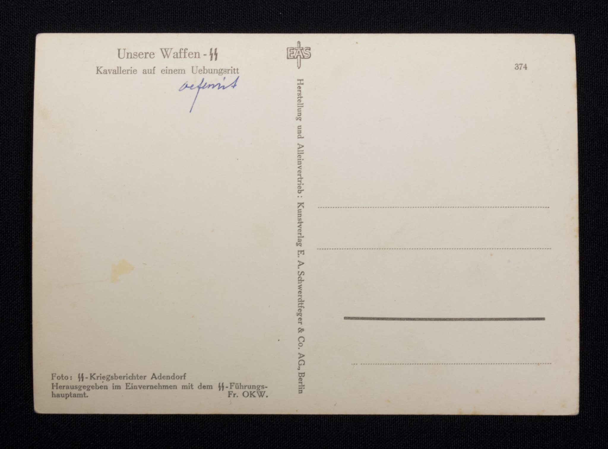 (Postcard) Waffen-SS kavalerie auf einem Uebungsritt (3)