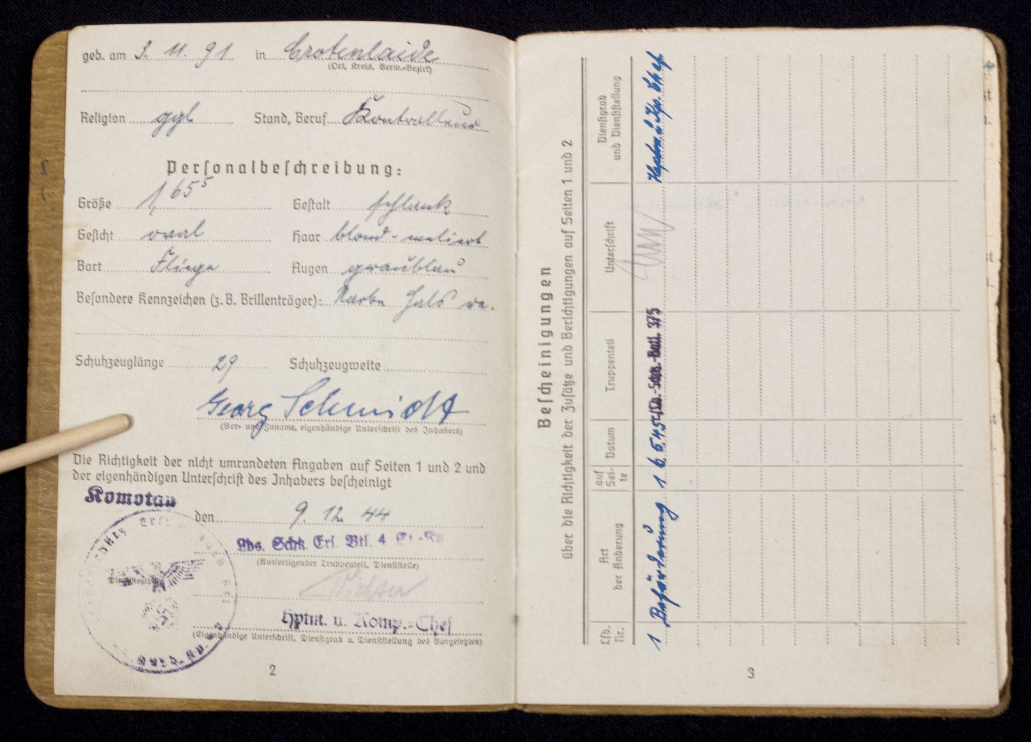 Soldbuch + Wehrpass late war Lds.Schtz.Ers.Btl.4. - Image 6