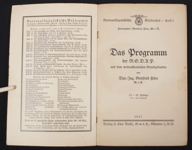 (Brochure) Dipl. Ing. Gottfried Feder M.d.R. – Das Programm der N.S.D.A ...