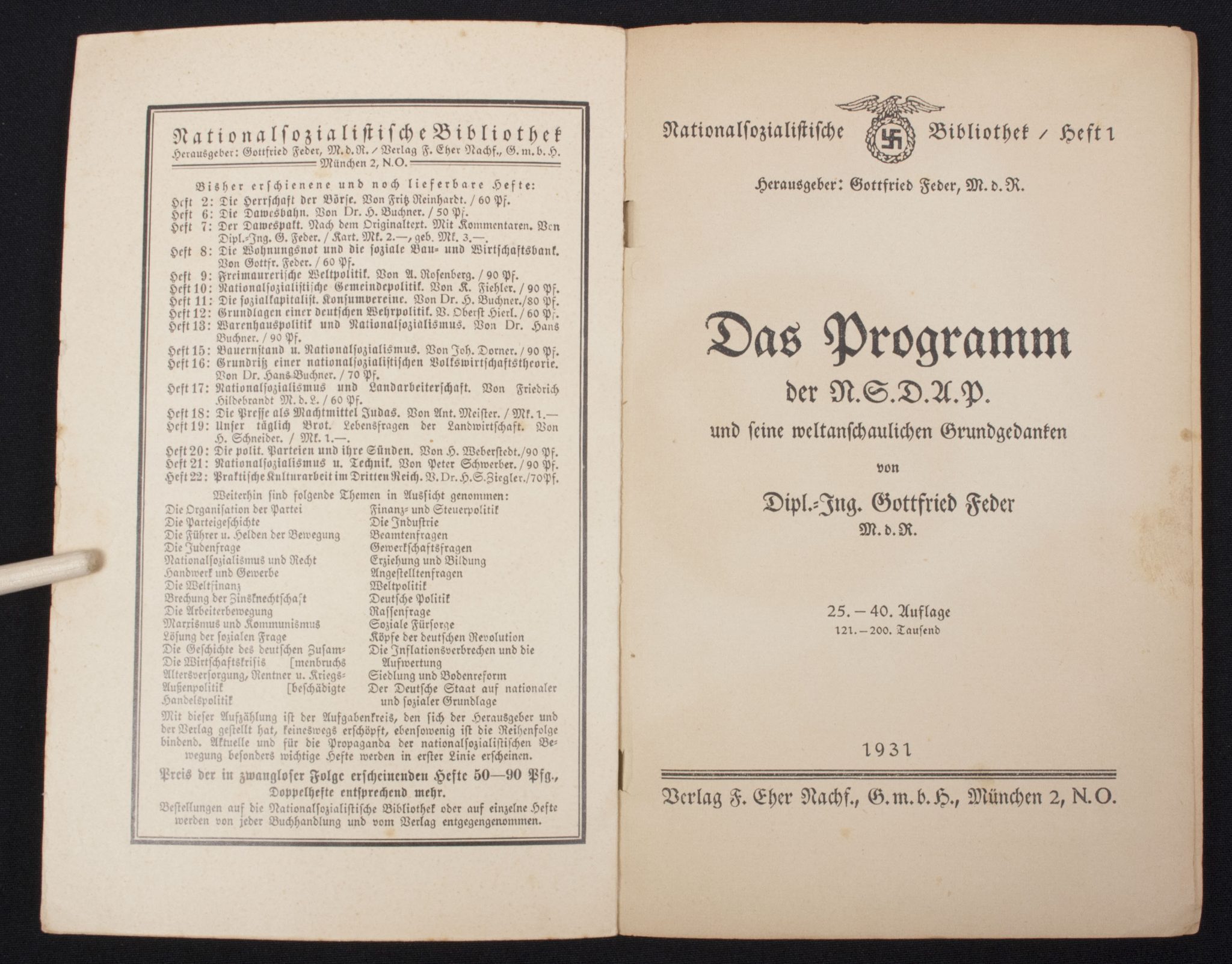 (Brochure) Dipl. Ing. Gottfried Feder M.d.R. – Das Programm der N.S.D.A.P. (1932) (Brochure) Dipl. Ing. Gottfried Feder M.d.R. - Das Programm der N.S.D.A.P. (1931)