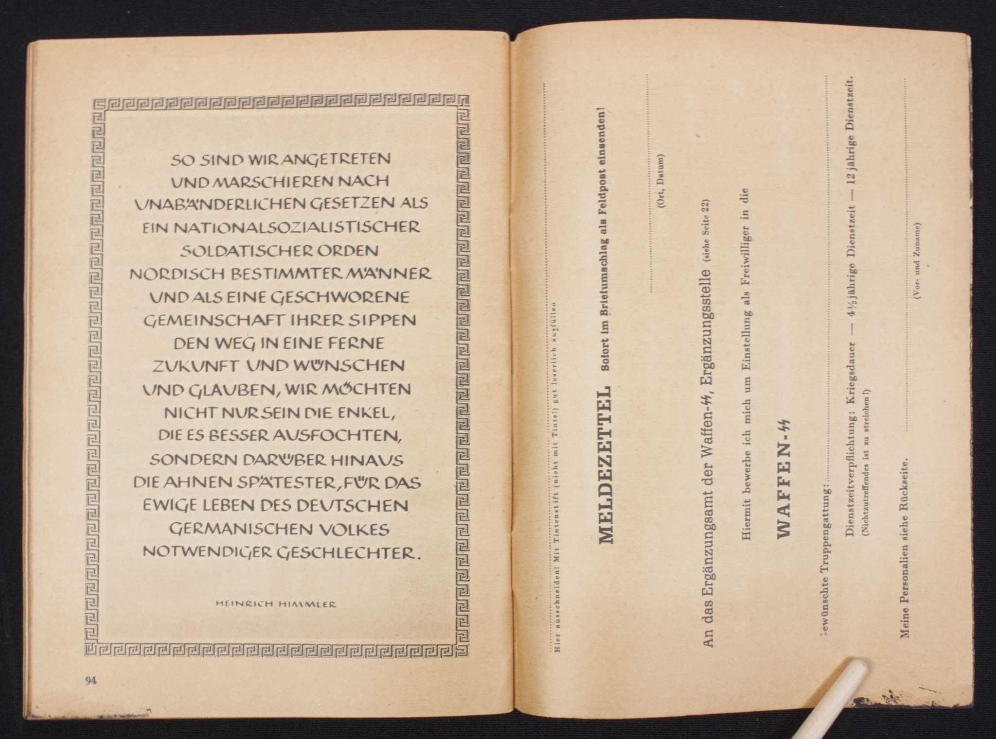 (Brochure) Waffen-SS Dich Ruft die SS (1942)