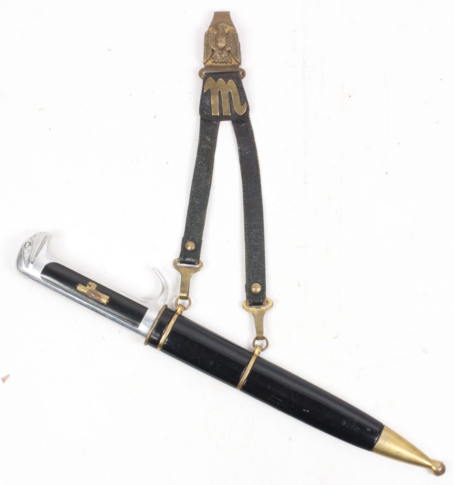 (Italy) MVSN Officers Dagger Model 1939 with leather hanger (2)