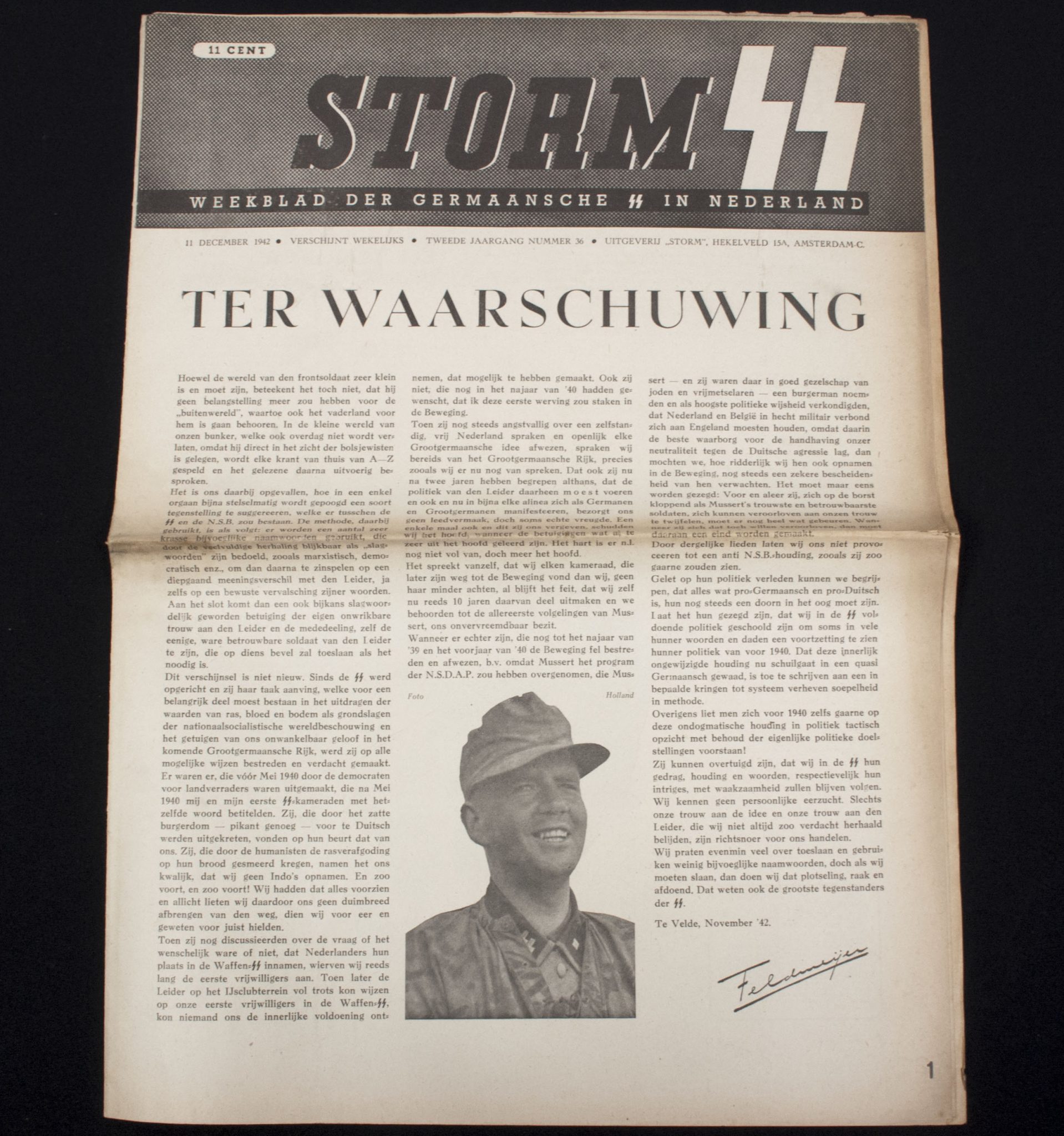 (Newspaper) Storm SS – Tweede Jrg. Nr.360 – 11 december 1942 (Vlaamsche-SS School article)