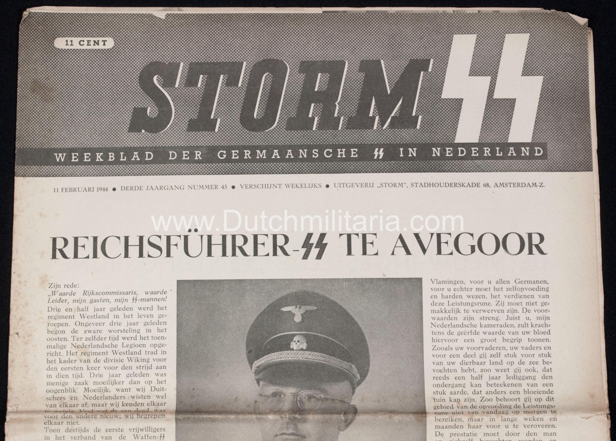 (Newspaper) Storm SS 11 February 1944 - Leistungsrune / Himmler in Avegoor edition - Extremely rare - Image 3