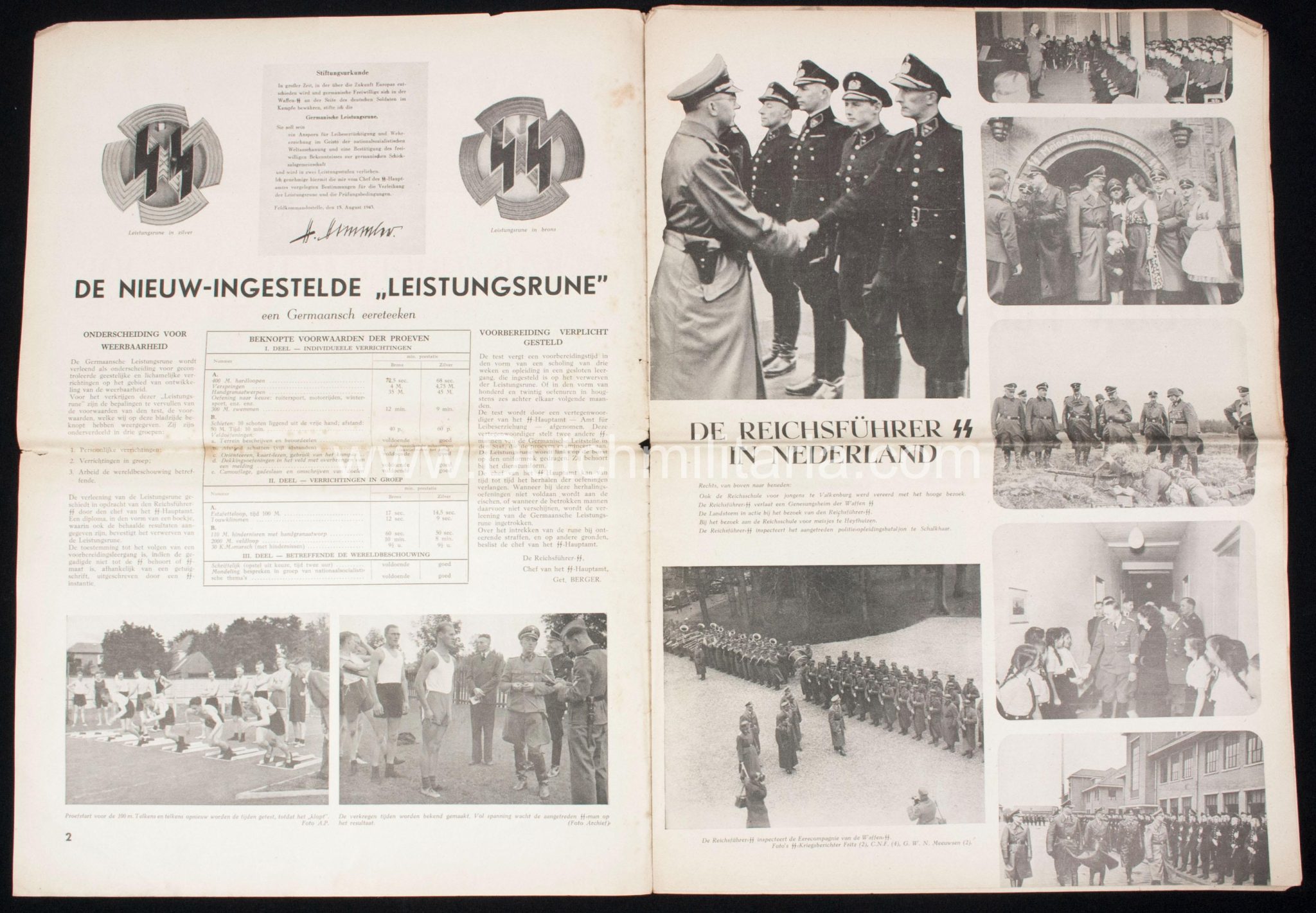 (Newspaper) Storm SS 11 February 1944 - Leistungsrune / Himmler in Avegoor edition - Extremely rare - Image 6