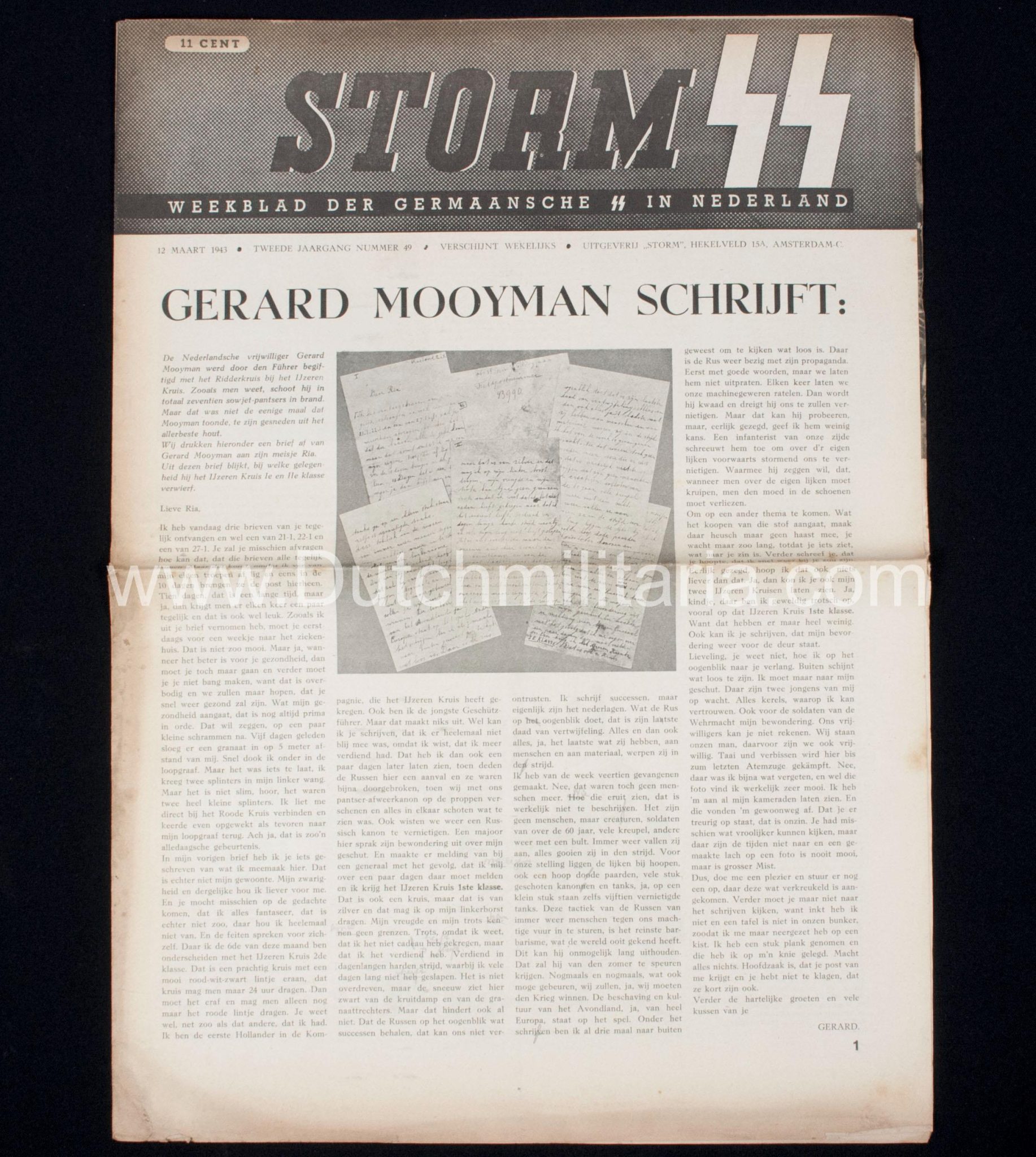 (Newspaper) Storm SS 26 February and 12 March 1943 - 2x Gerard Mooyman - RARE - Image 17