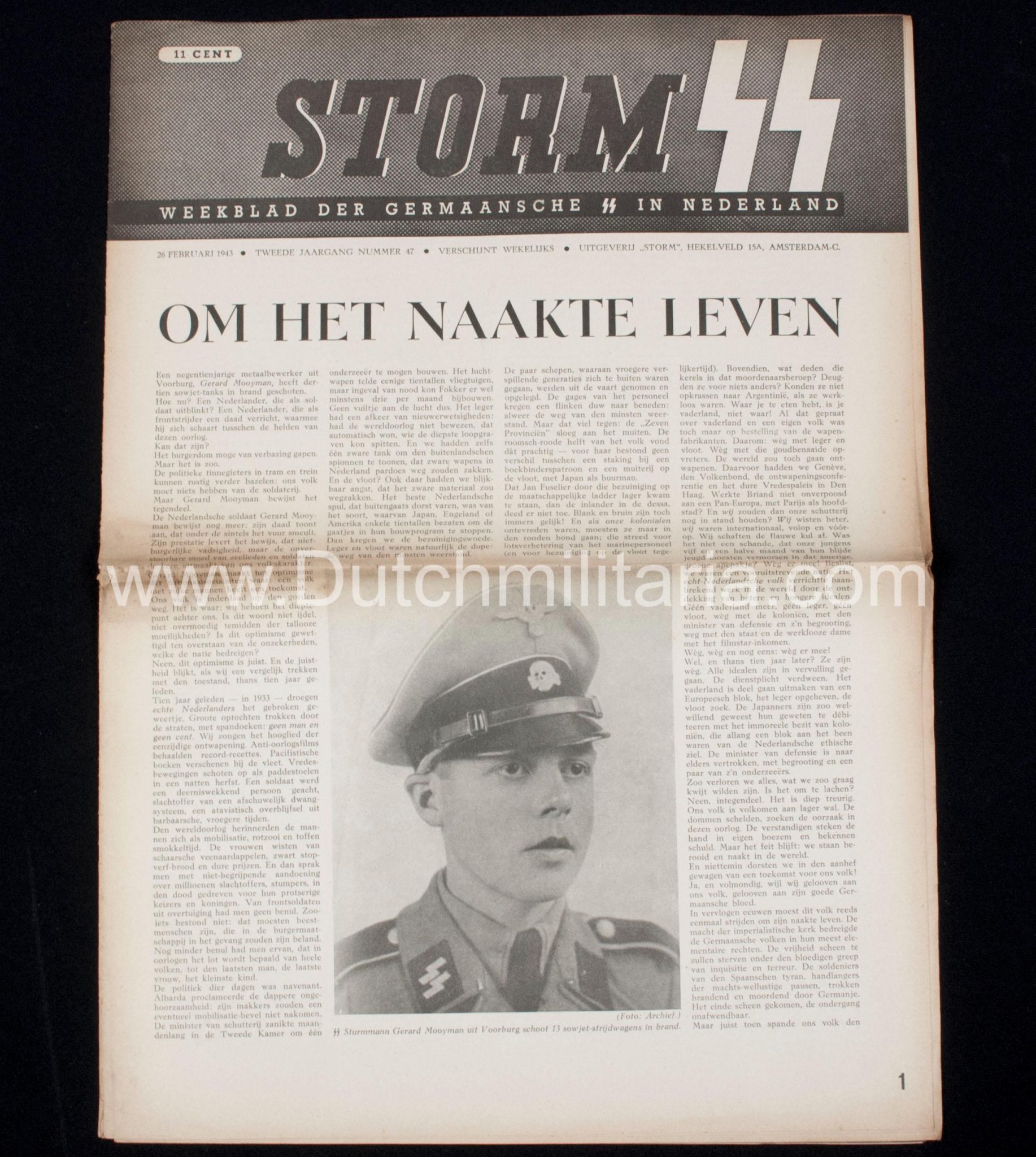 (Newspaper) Storm SS 26 February and 12 March 1943 – 2x Gerard Mooyman – RARE (3)