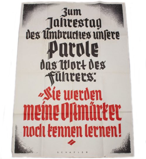 (Poster) NSDAP - Zum Jahrestag des Umbruches unsere Parole das Wordt des Führers Sie werden meine Ostmärker noch kennen lernen!