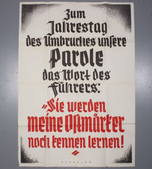(Poster) NSDAP - Zum Jahrestag des Umbruches unsere Parole das Wordt des Führers Sie werden meine Ostmärker noch kennen lernen!
