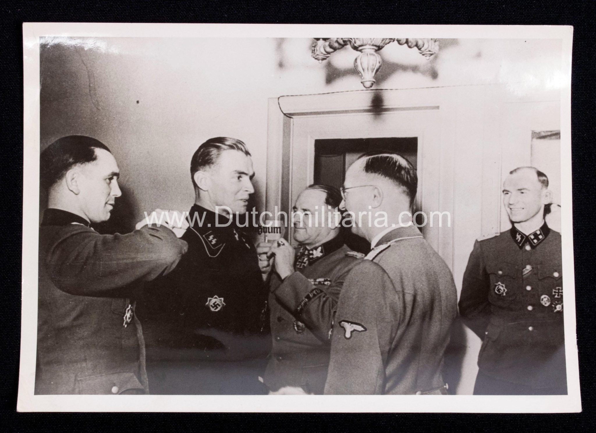 (Pressphoto) Reichsführer SS Himmler + SS-Obergruppenführer Sepp Dietrich in den Niederlanden (1944) - Hoffmann Photo. - Extremely rare