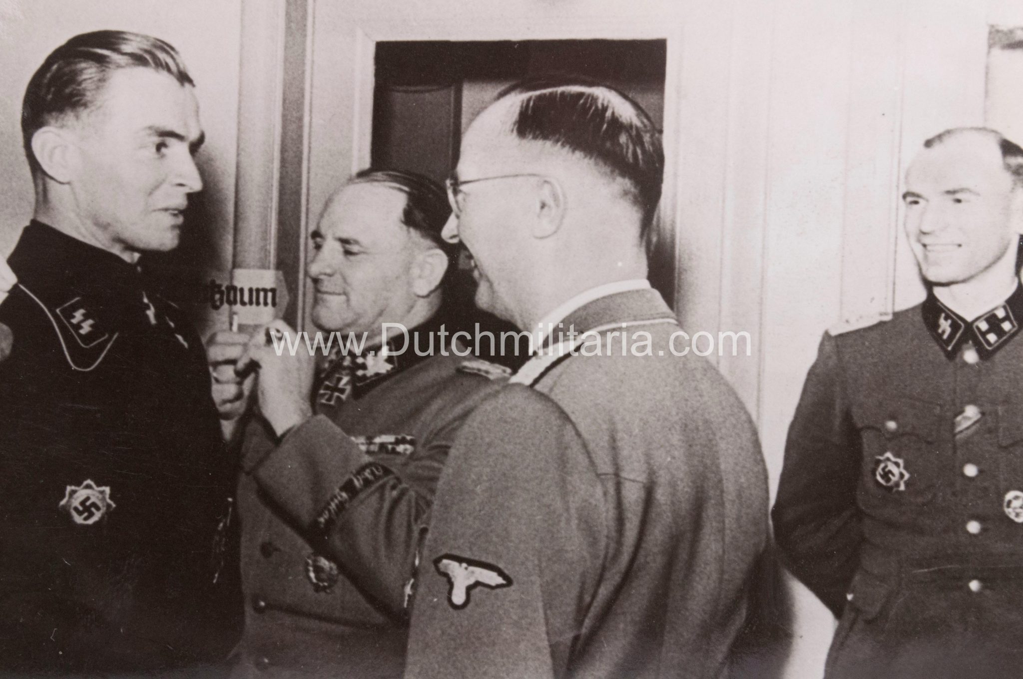 (Pressphoto) Reichsführer SS Himmler + SS-Obergruppenführer Sepp Dietrich in den Niederlanden (1944) - Hoffmann Photo. - Extremely rare