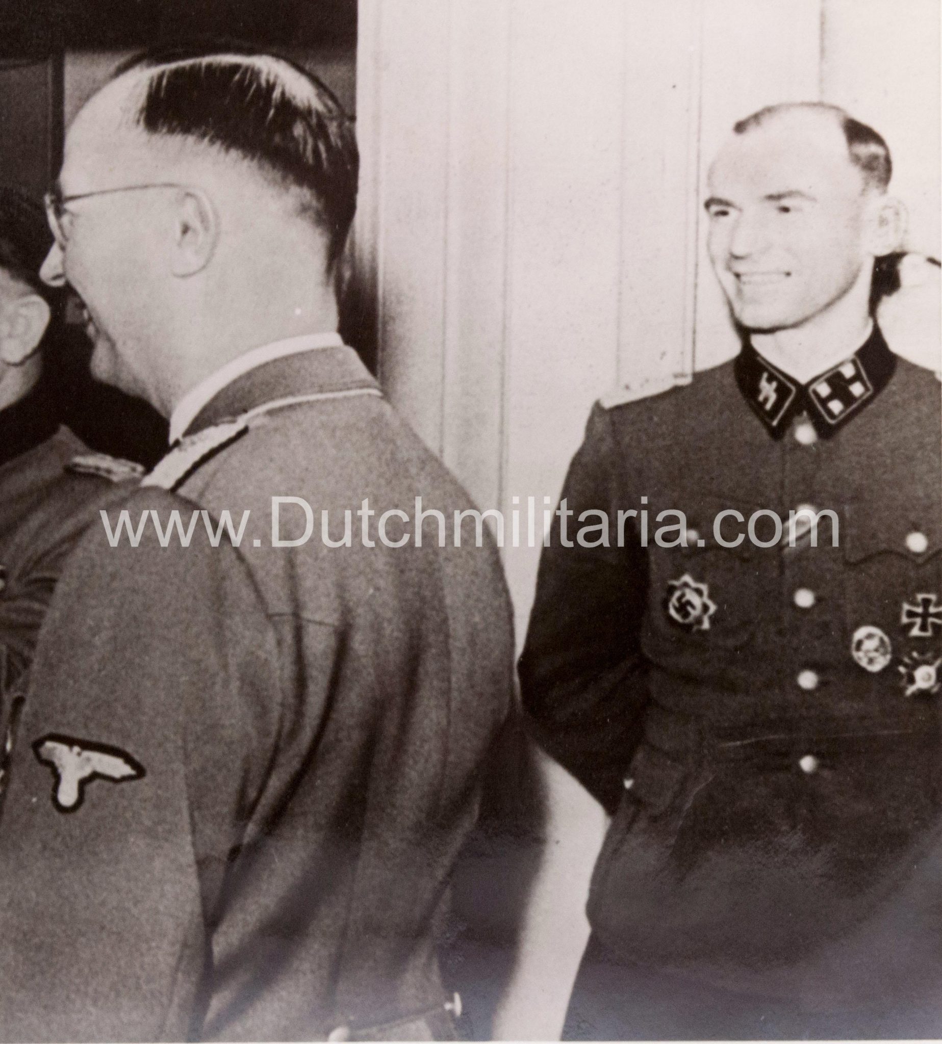 (Pressphoto) Reichsführer SS Himmler + SS-Obergruppenführer Sepp Dietrich in den Niederlanden (1944) - Hoffmann Photo. - Extremely rare