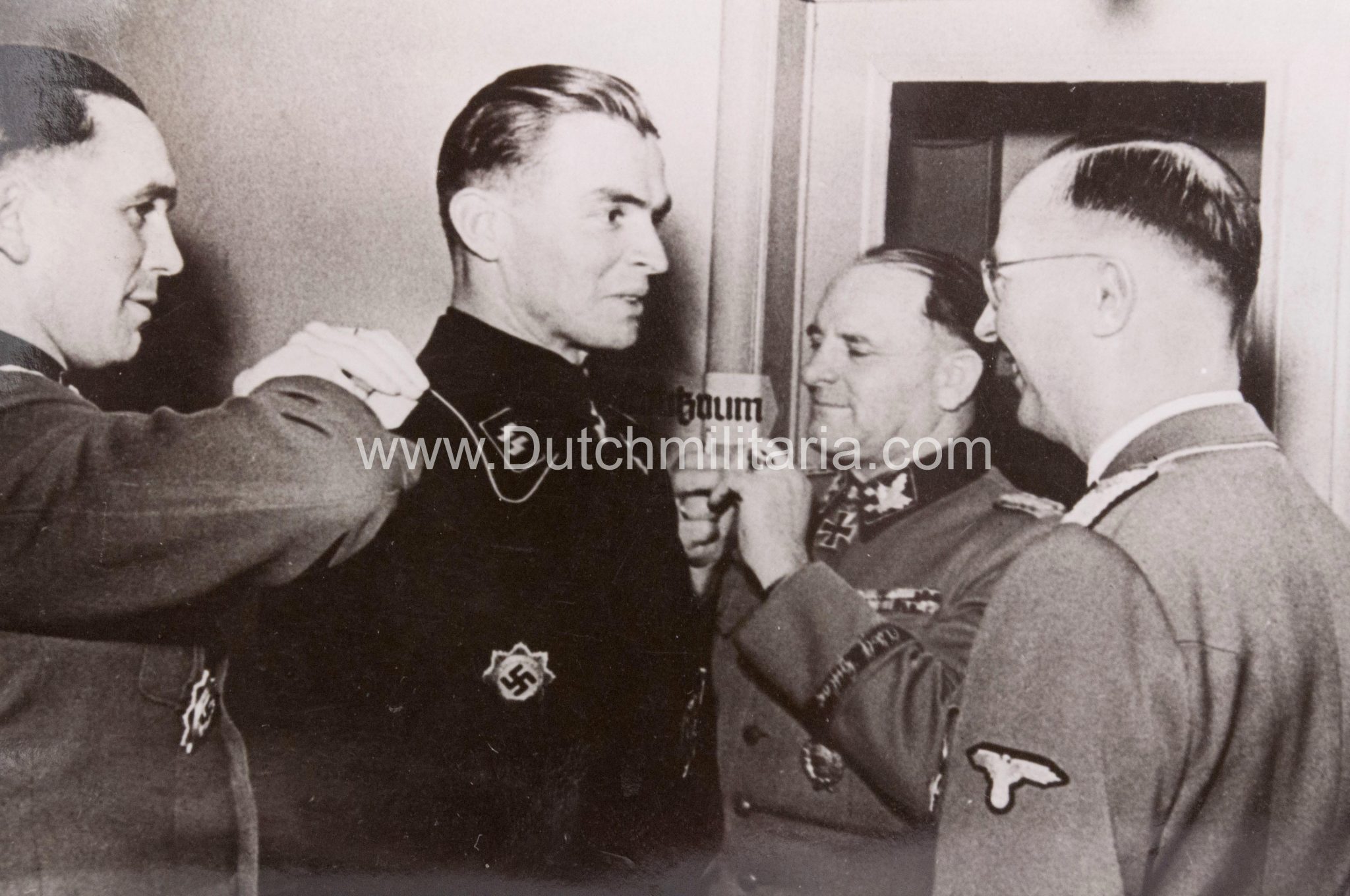 (Pressphoto) Reichsführer SS Himmler + SS-Obergruppenführer Sepp Dietrich in den Niederlanden (1944) - Hoffmann Photo. - Extremely rare