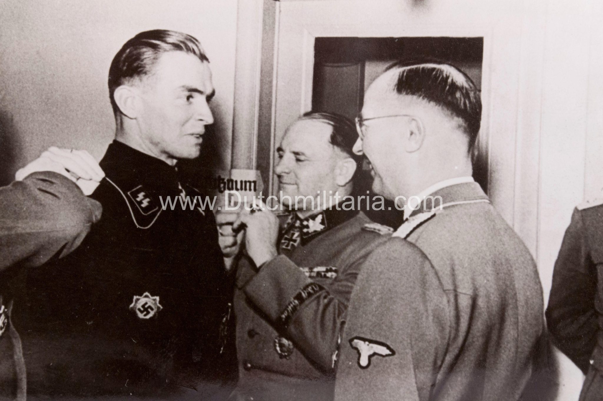 (Pressphoto) Reichsführer SS Himmler + SS-Obergruppenführer Sepp Dietrich in den Niederlanden (1944) - Hoffmann Photo. - Extremely rare