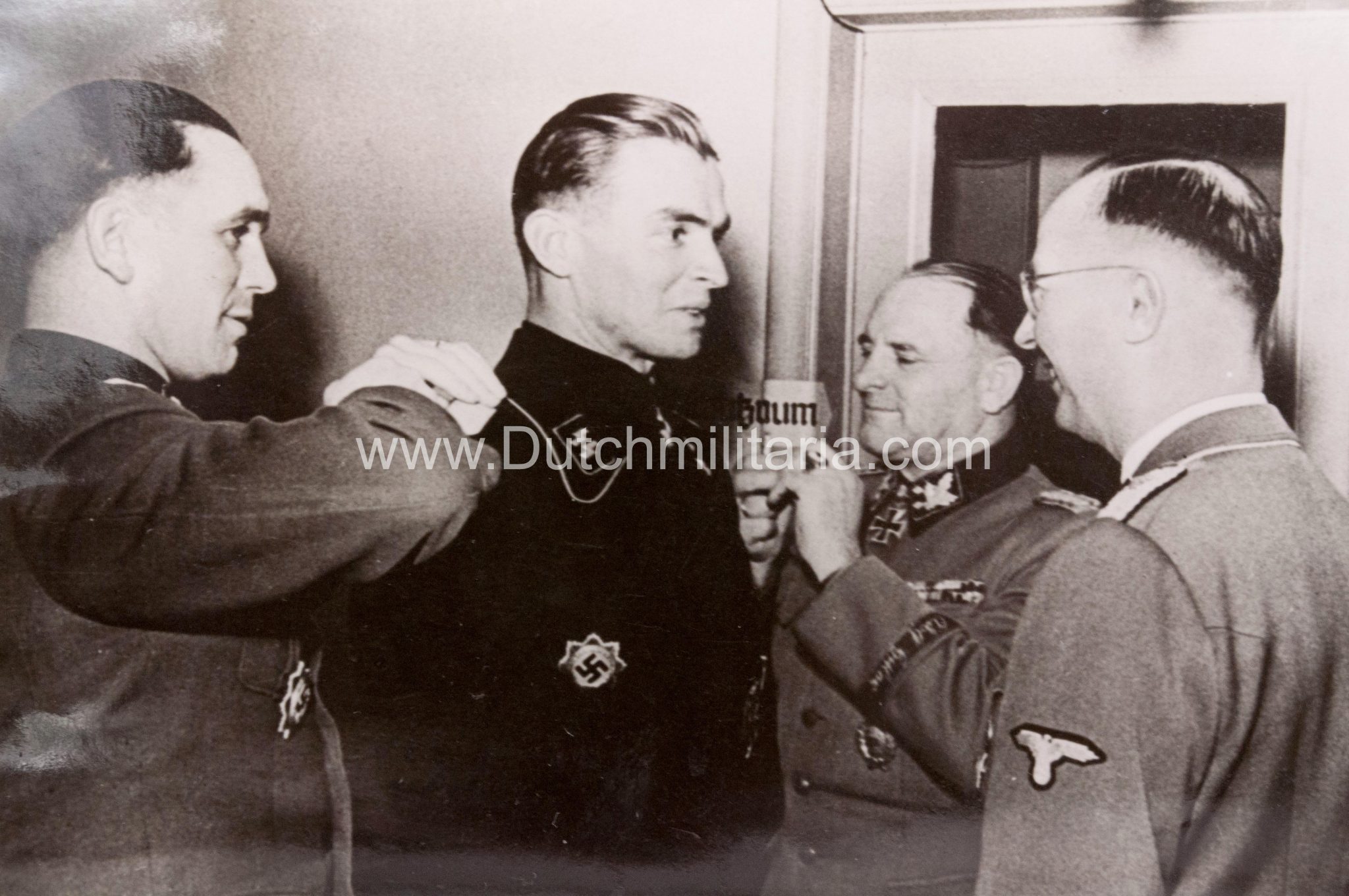 (Pressphoto) Reichsführer SS Himmler + SS-Obergruppenführer Sepp Dietrich in den Niederlanden (1944) - Hoffmann Photo. - Extremely rare