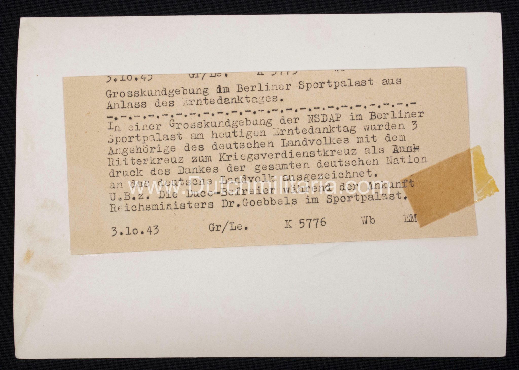 (Pressphoto) SS-men Uberreichung Ritterkreuz Erntedanktag 1943 (2)