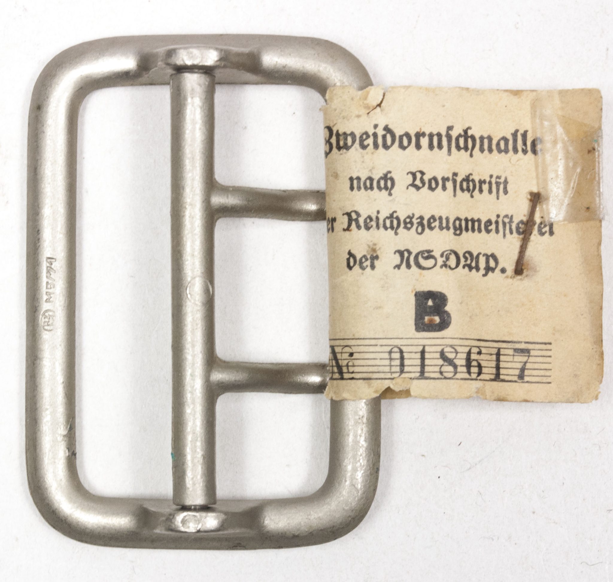 WW2 German NSDAP Zweidorn Belt Buckle with RZM Tag – rare (3) WW2 German NSDAP Zweidorn Belt Buckle with RZM Tag - rare