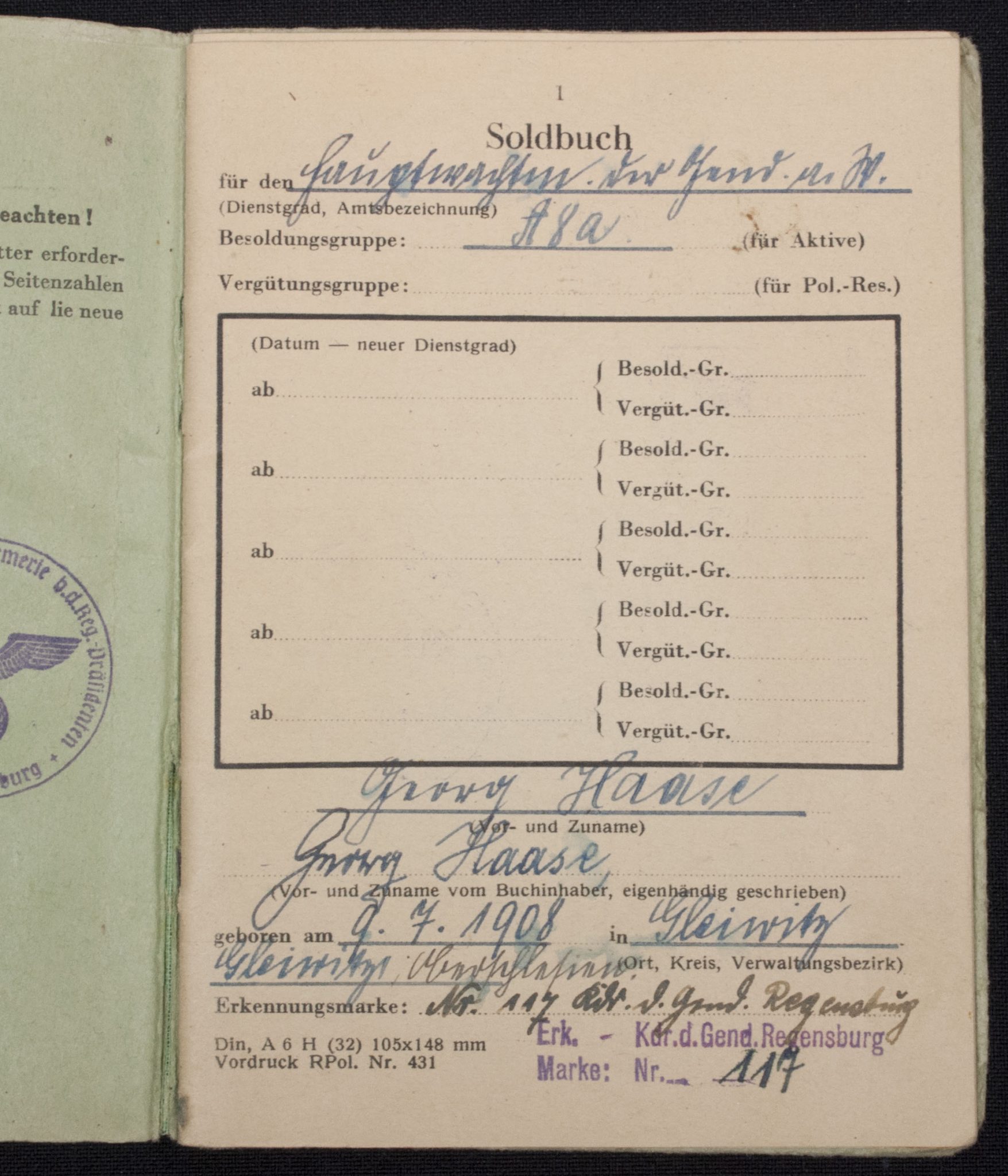 WWII German Polizei SoldbuchDienstpassDienstausweis group