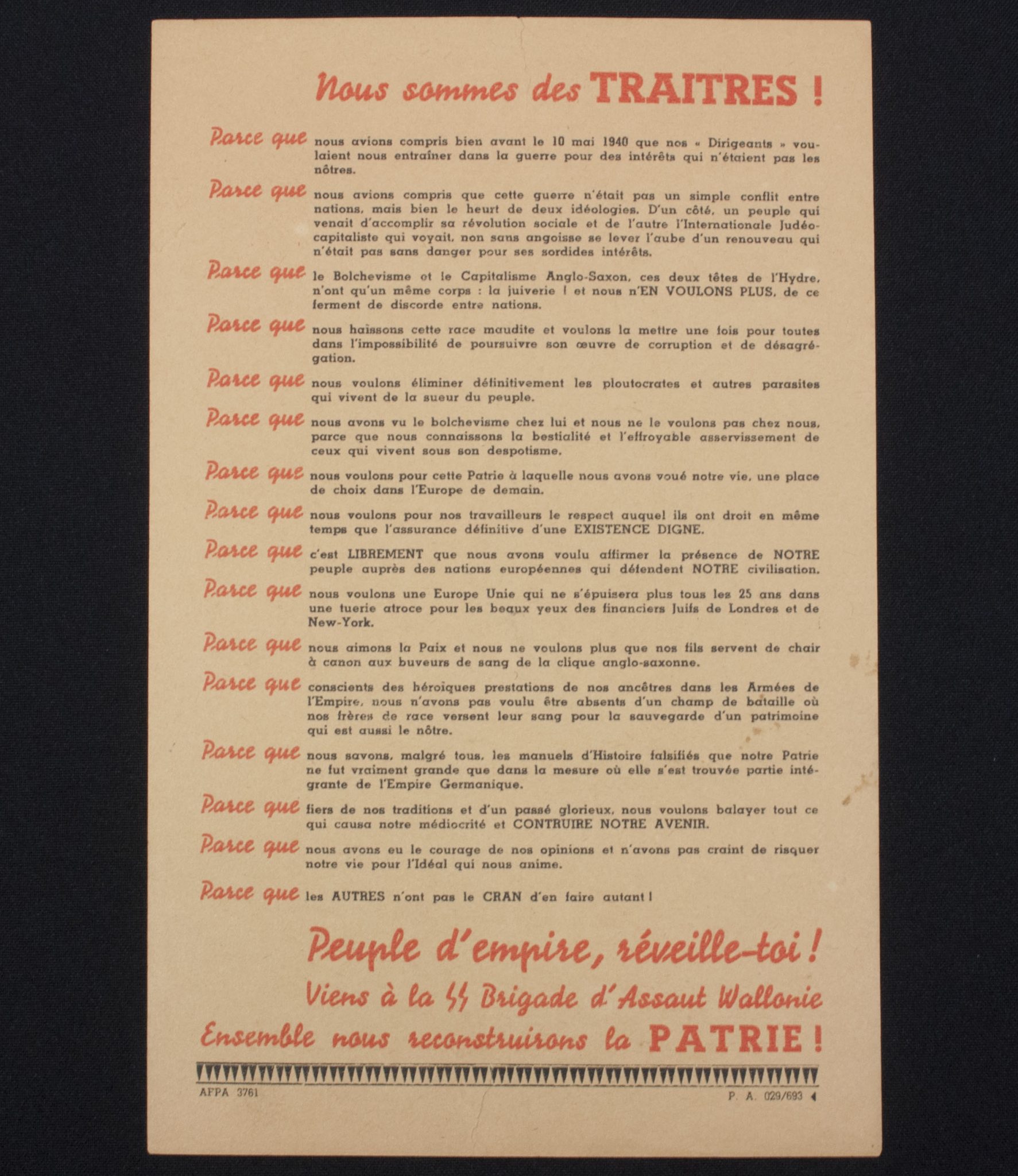 (Walloon flyer) Waffen-SS – Nous Sommes des Traîtres… (5)