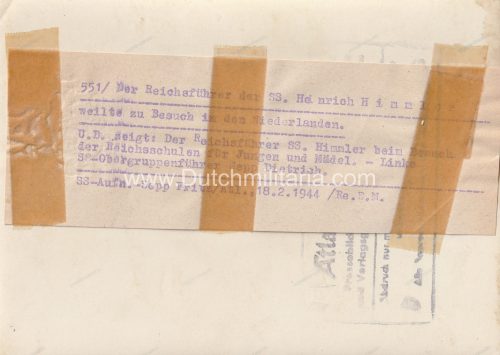 (Pressphoto) Reichsführer SS Himmler + SS-Obergruppenführer Sepp Dietrich beim Besuch der Reichsschulen für Jungen und Mädel in den Niederlanden (1944) - Extremely rare