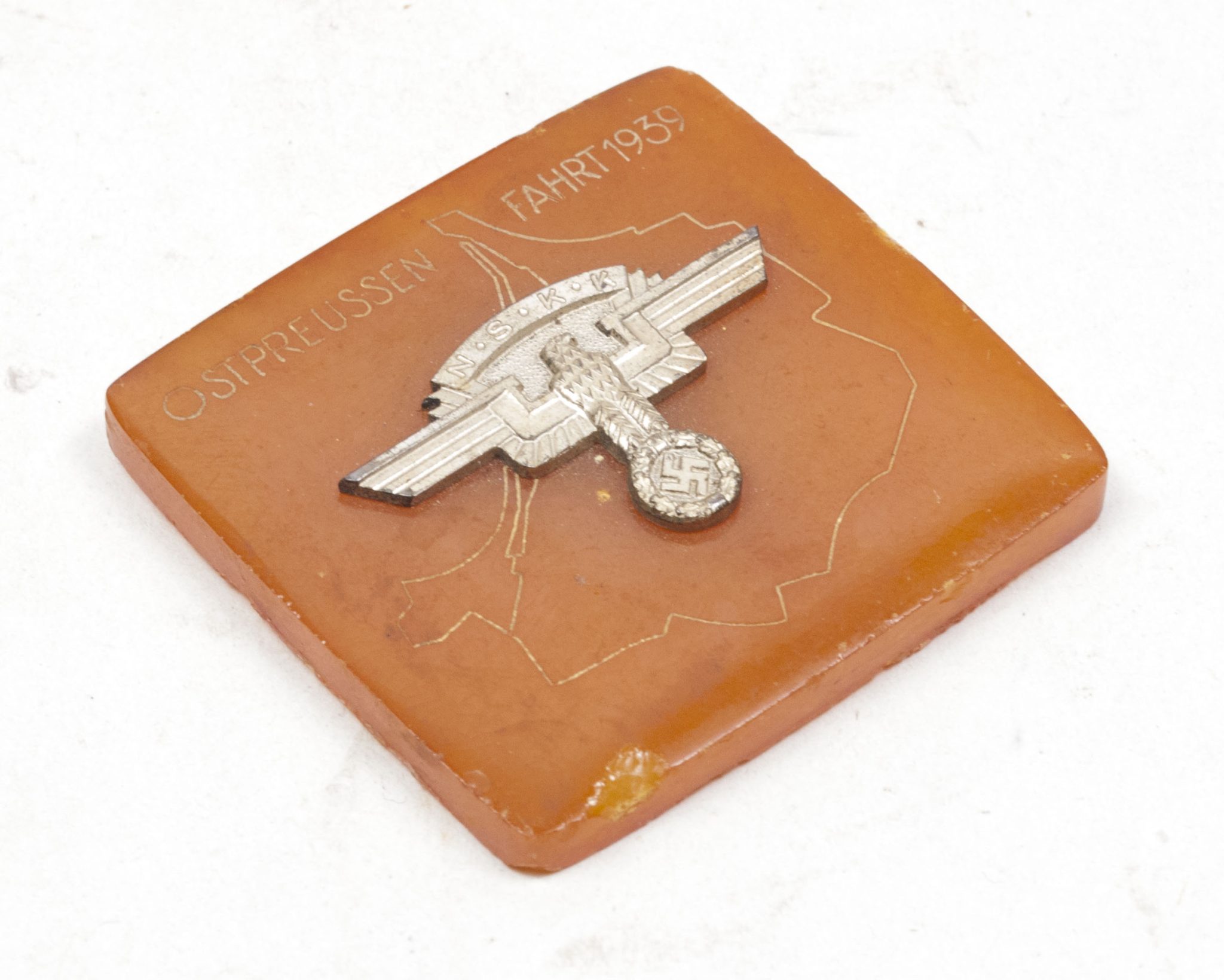 Bernstein participants plaque - NSKK Ostpreussenfahrt 1939 + etui