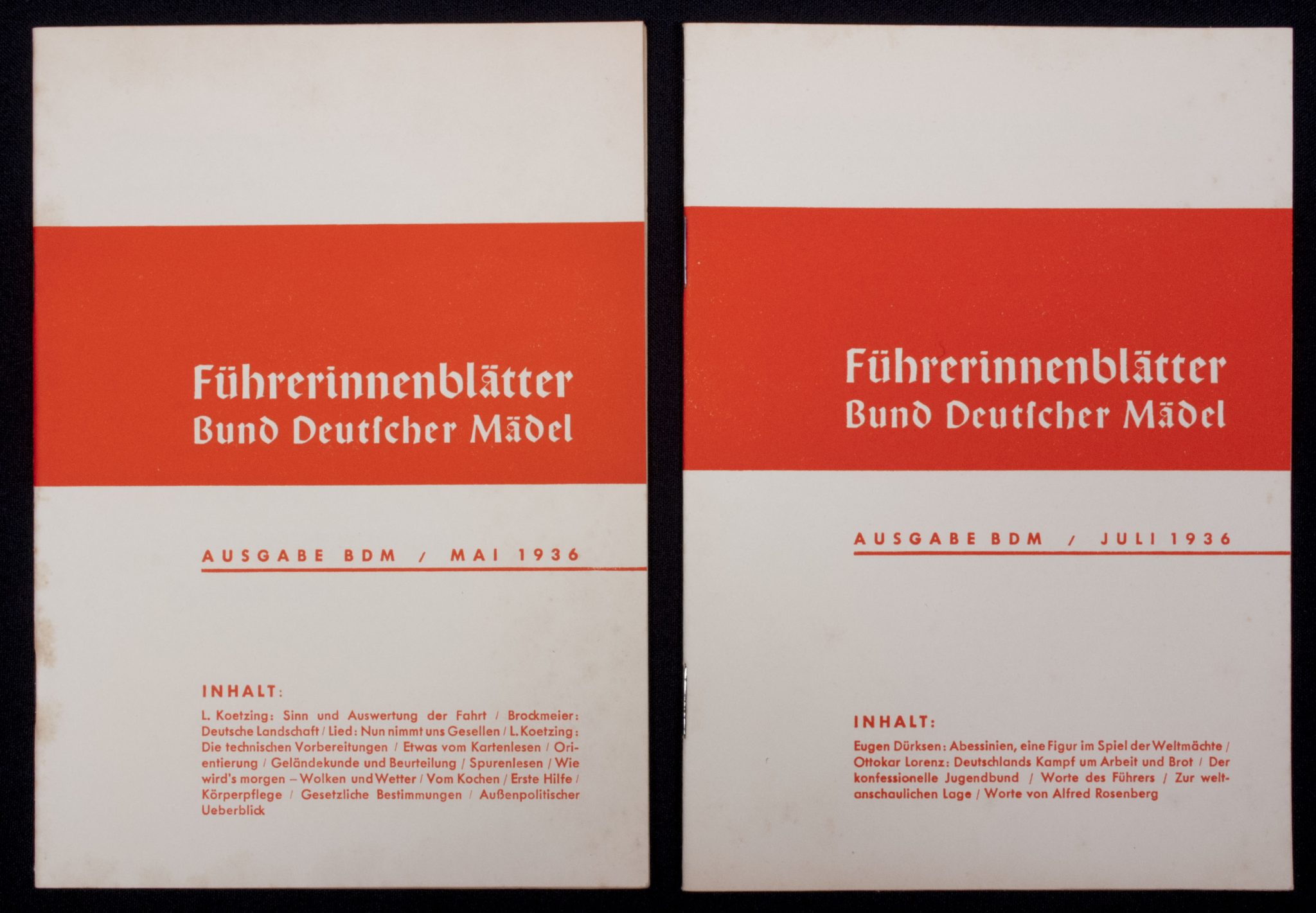 Bund Deutscher Mädel (BDM) Führerinnenblätter 2x (1937) Bund Deutscher Mädel (BDM) Führerinnenblätter