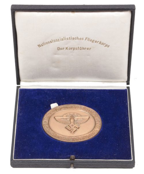 Cased Nationalsozialistisches Fliegerkorps (NSFK) Reichswettbewerb für Motorflugmodelle 1938 (small plaque)