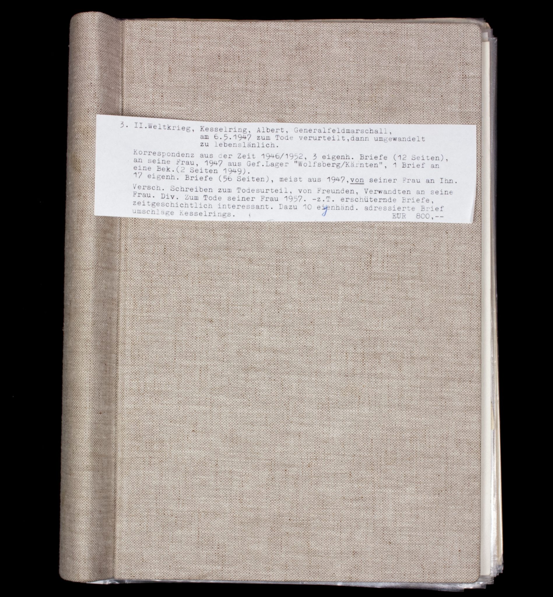 Generalfeldmarschall Albert Kesselring correspondence from prison (1946 - 1952)