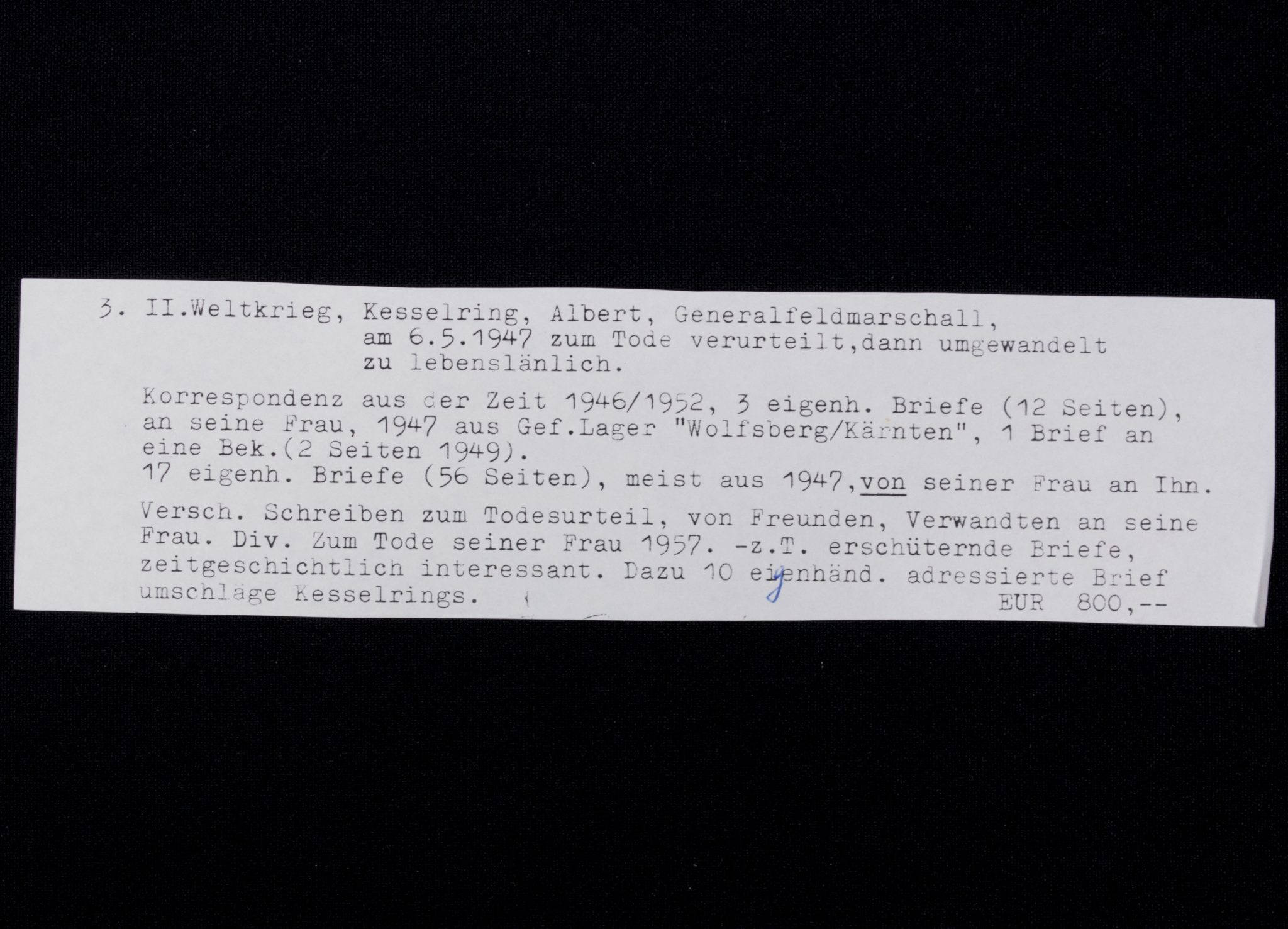 WWII Generalfeldmarschall Albert Kesselring correspondence from prison (1946 - 1952) - Image 3