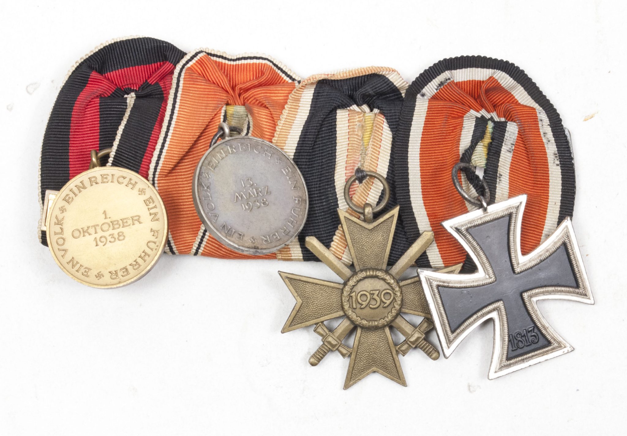 German WWII medalbar with EK2 + KVK2 + Anschlussmedaille + Sudetenmedal + Prageburger clasp - Image 14